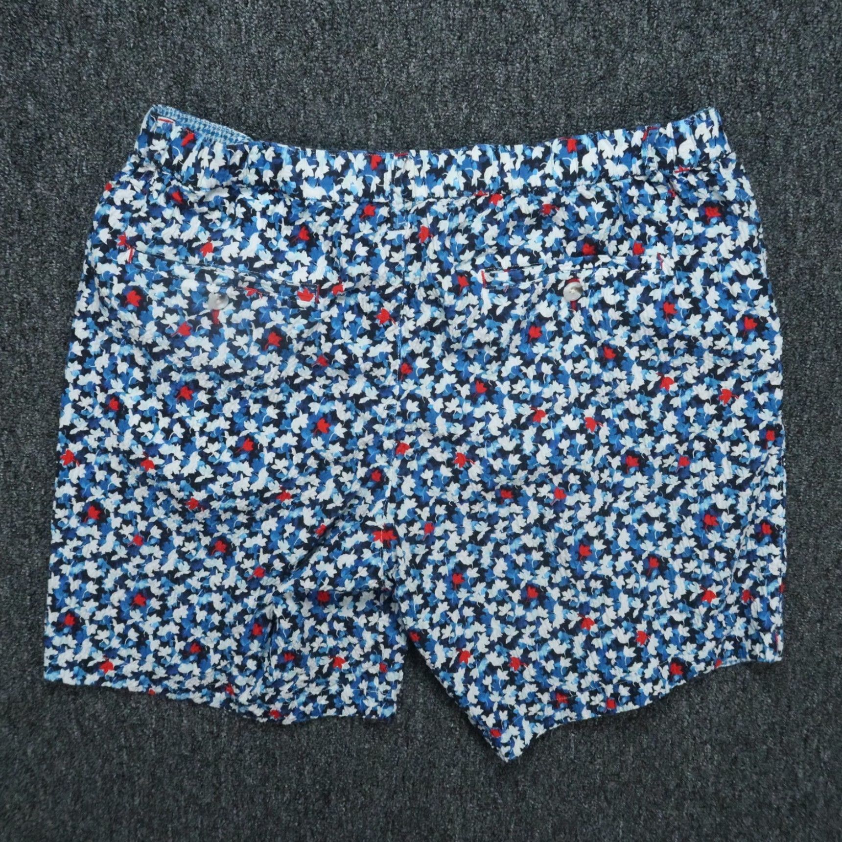Robert Graham Robert Graham Shorts Mens 36 White Blue Floral Seersucker Drawstring Chino Regular Breathable Lightweight Pocketed 8in Inseam Vintage N/A Size US 36 / EU 52 - 4 Thumbnail