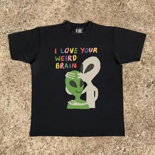Japanese Brand Black street washed casual alien print loose t-shirt Size US L / EU 52-54 / 3 - 2 Thumbnail