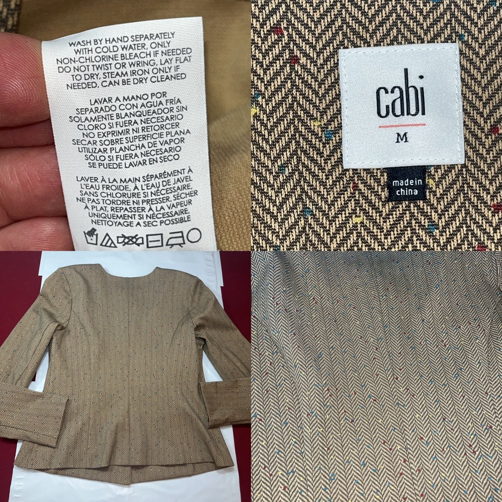 Vintage VINTAGE CAbi Penny Herringbone Tan JACKET LRG Button Blazer 3170 Bow pockets Round Neck Size L / US 10 / IT 46 - 9 Thumbnail