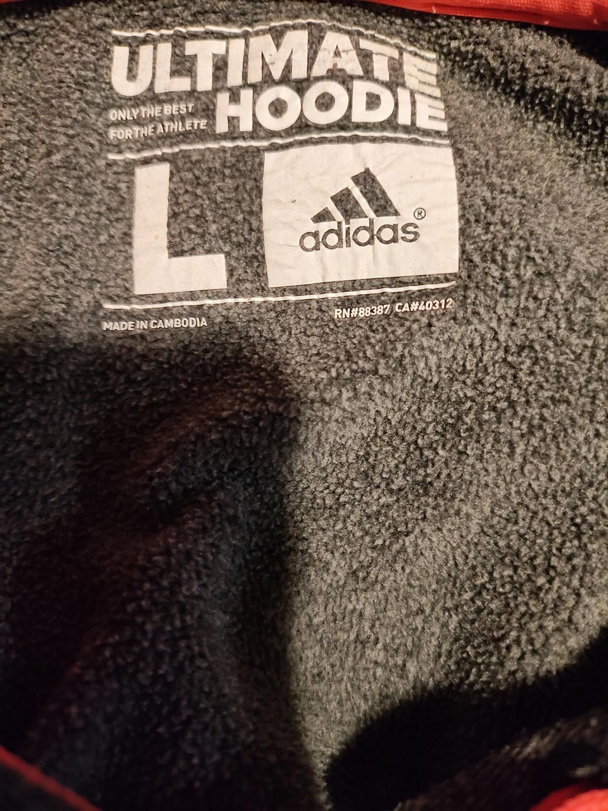 Adidas Adidas Men's Gray Hoodie with Orange Drawstrings Size US L / EU 52-54 / 3 - 6 Thumbnail