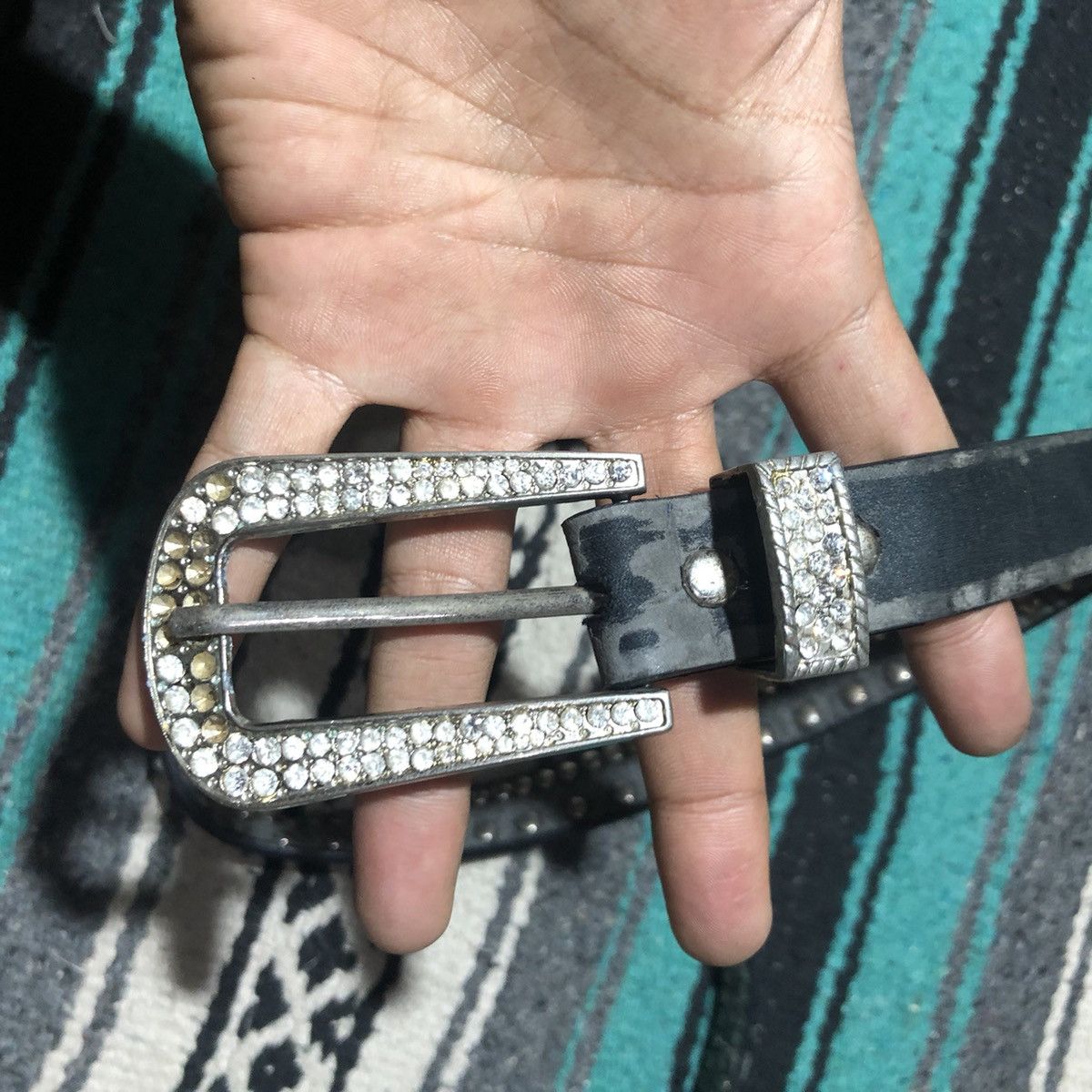 If Six Was Nine Unknown - Crystal Emerald Studded Belts Size ONE SIZE - 2 Thumbnail