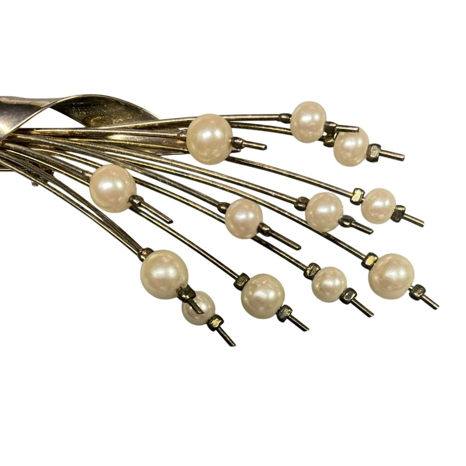 Other Vintage Mid-Century Modernist Silver-Toned Wheat Brooch With Size ONE SIZE - 2 Thumbnail
