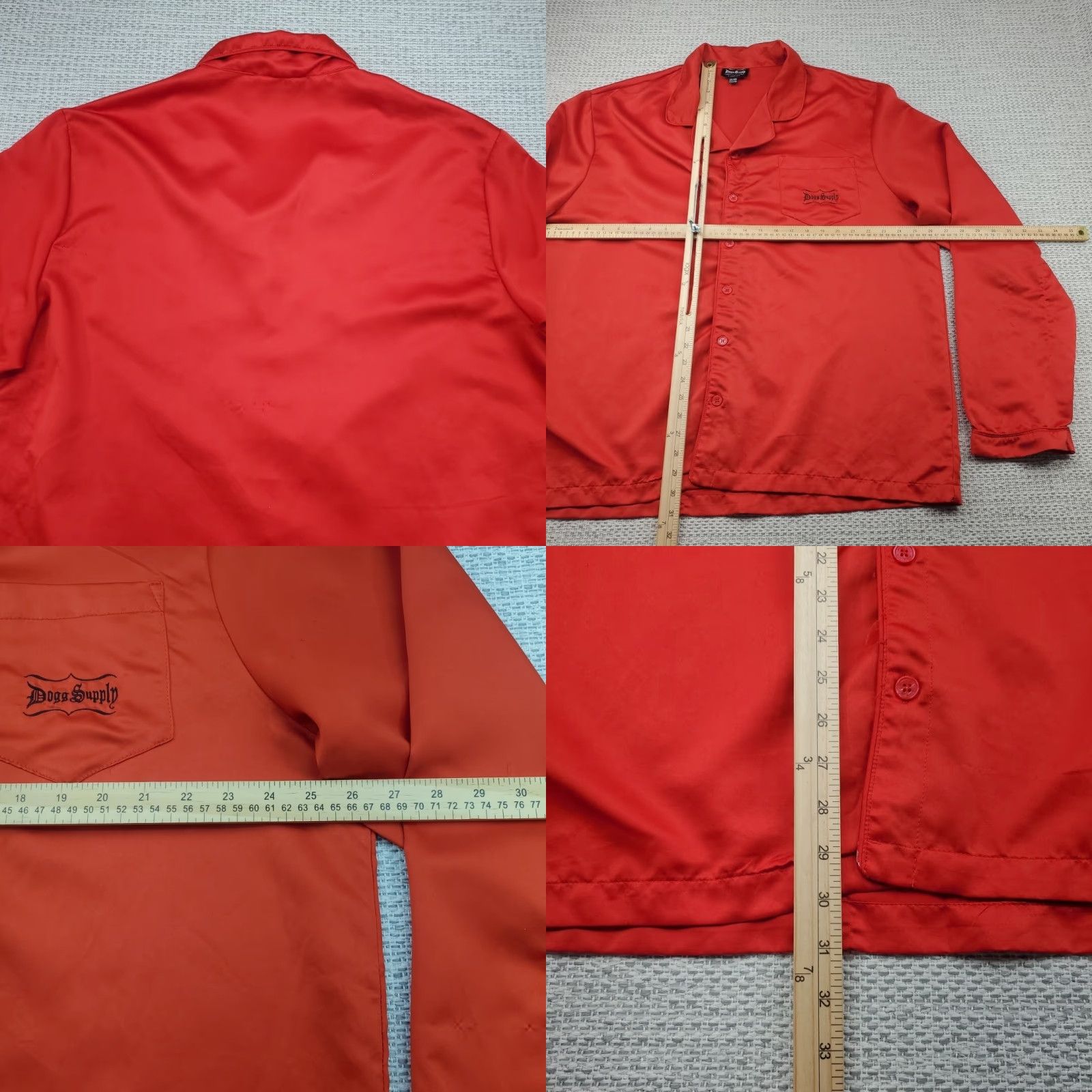 Vintage Dogg Supply Snoop Dogg Mens Sleep Shirt 2XL Satin Poly Red Long Sleeve Button Collared Pocket Logo Sleepwear Size US XXL / EU 58 / 5 - 8 Thumbnail