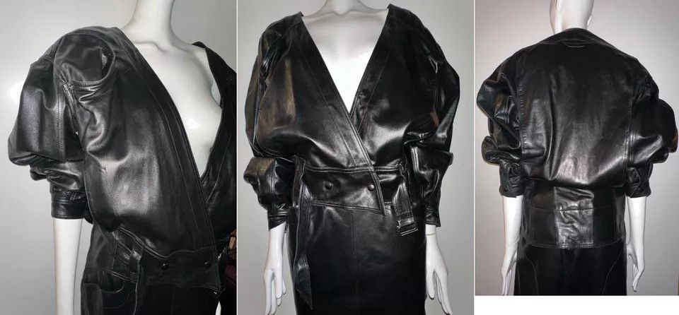 Claude Montana CLAUDE MONTANA POUR IDEAL CUIR Iconic Leather Coat Skirt Set Size M / US 6-8 / IT 42-44 - 9 Thumbnail