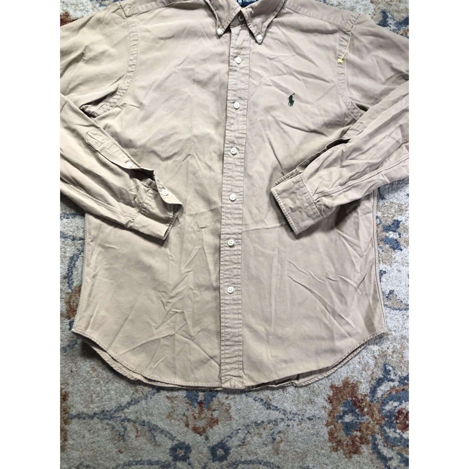 Ralph Lauren Ralph Lauren Shirt Mens Medium Beige Solid Classic Fit Button-Down Long Sleeve Size US M / EU 48-50 / 2 - 5 Thumbnail