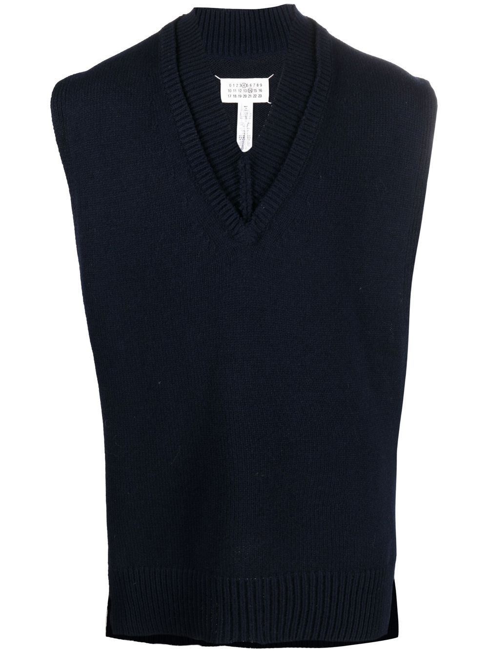 Maison Margiela o1y1124 V-Neck Vest In Midnight Blue Size US M / EU 48-50 / 2 - 1 Thumbnail