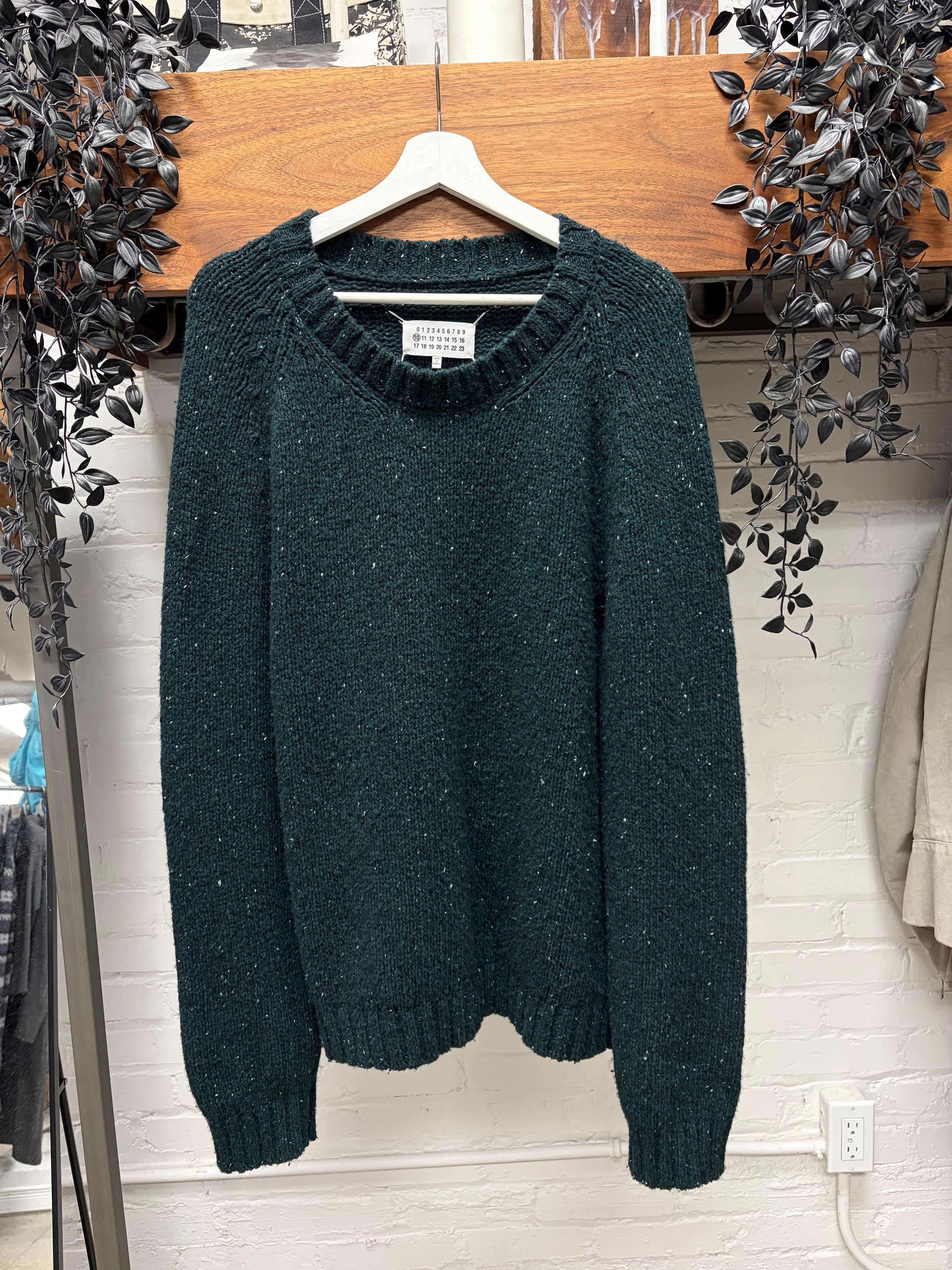 Maison Margiela 2019 Maison Margiela Speckled Green Wool Knit Sweater Size US L / EU 52-54 / 3 - 1 Thumbnail