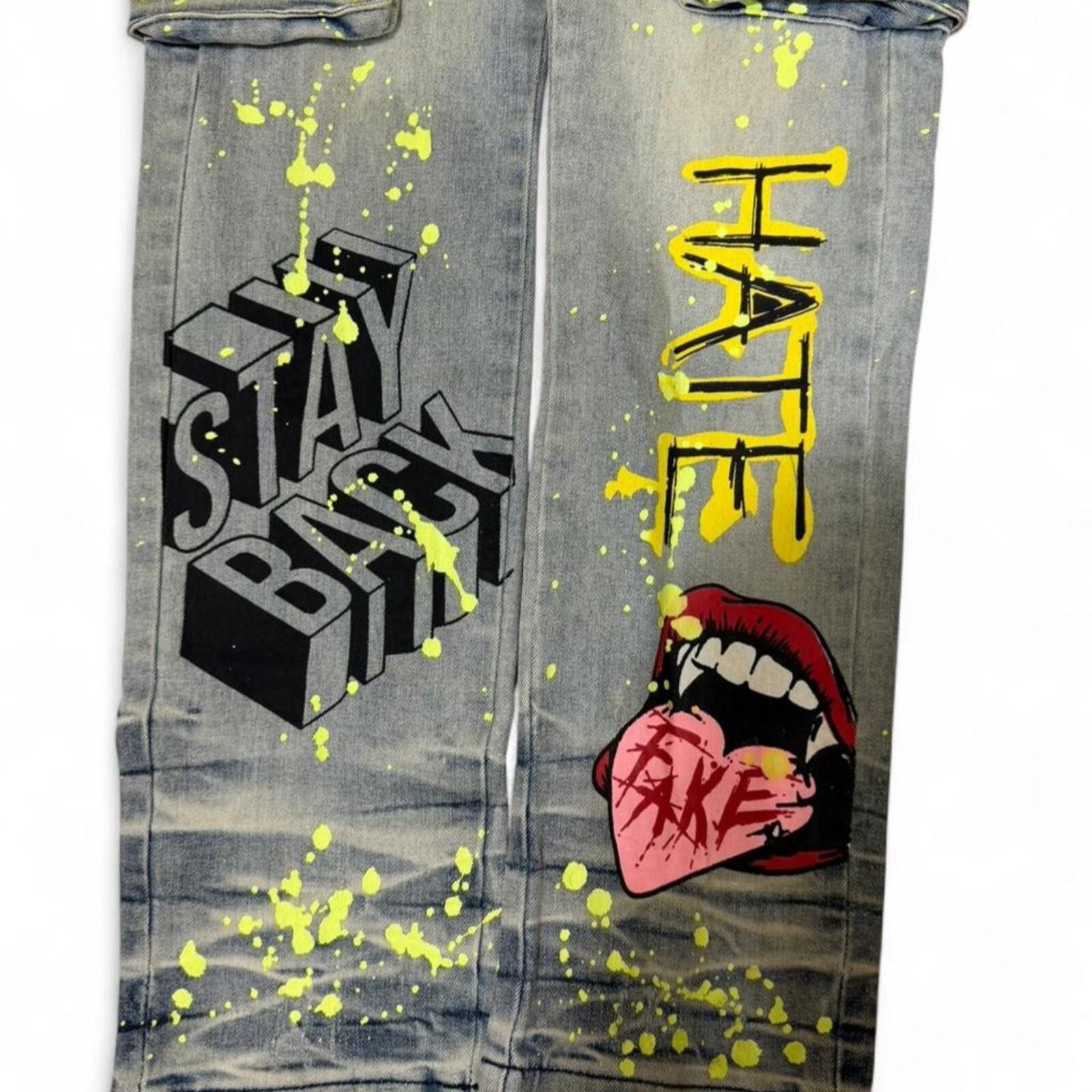 True Religion GFTD Los Angeles green paint splatter cargo jean Size US 32 / EU 48 - 3 Thumbnail