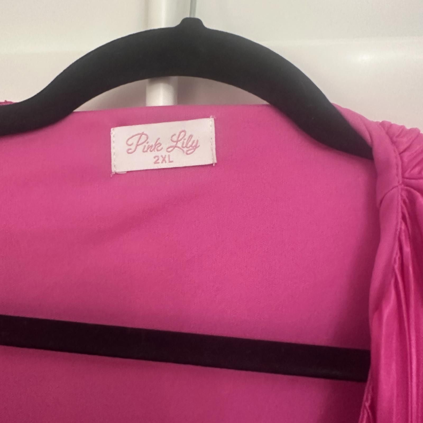 Designer Stunning Pink Pleated Wrap Dress by Pink Lily - Size 2XL Size XXL / US 16-18 / IT 52-54 - 4 Thumbnail