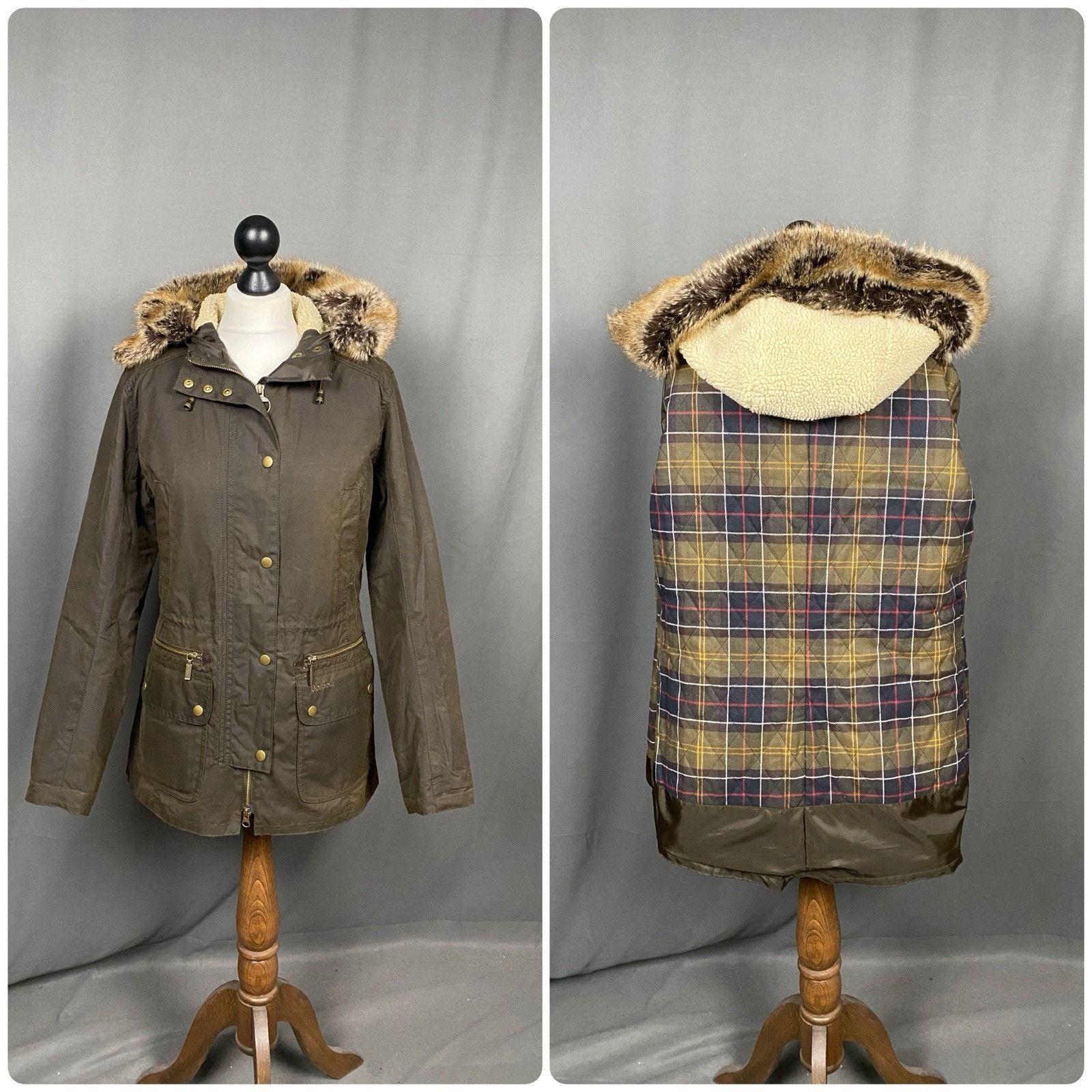 Barbour Barbour Kelsall Women's Green Waxed Hooded Parka Jacket Size Size M / US 6-8 / IT 42-44 - 1 Thumbnail