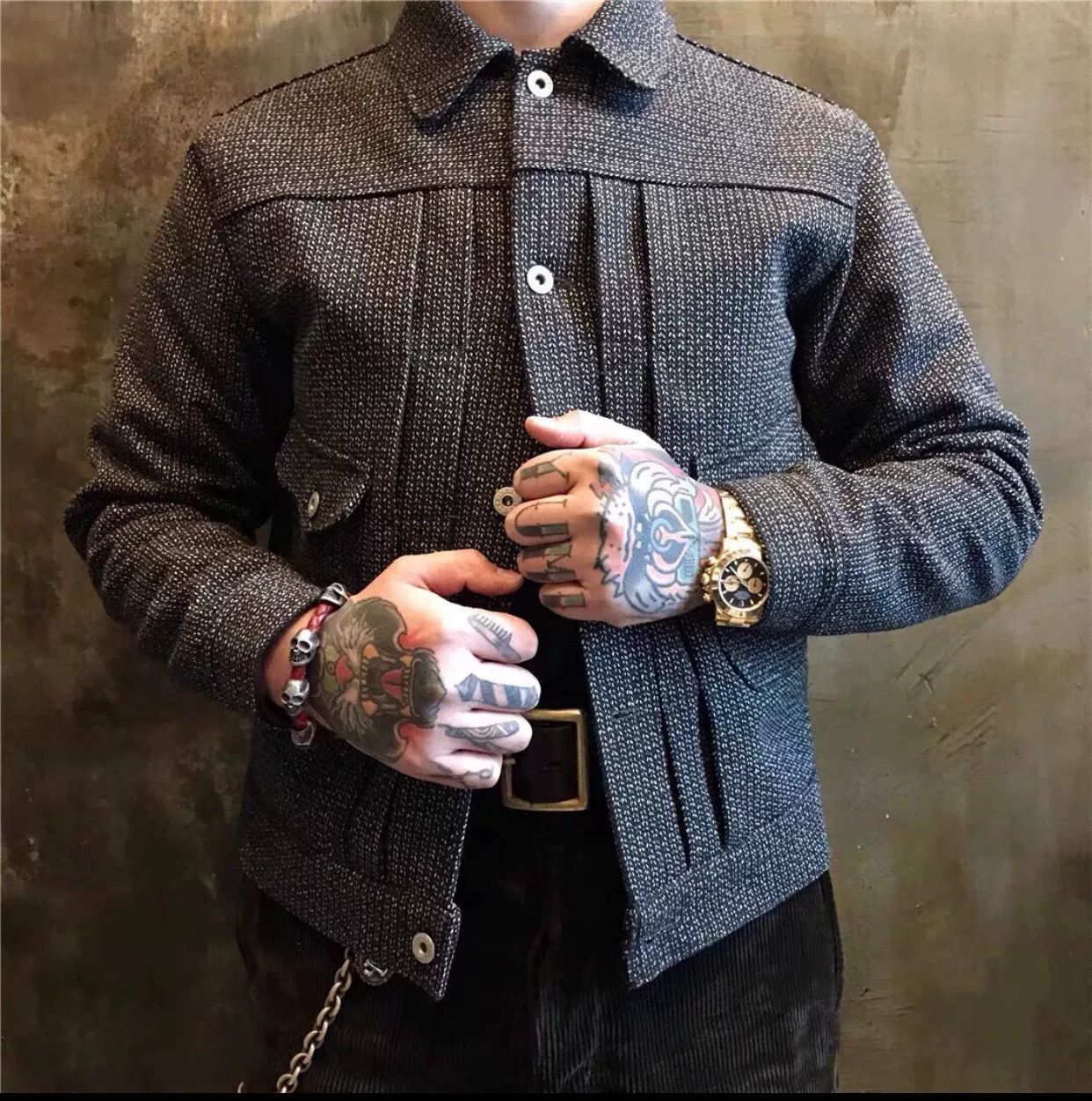 The Real McCoy's Vintage Wool Houndstooth Jacket Size US S / EU 44-46 / 1 - 1 Thumbnail