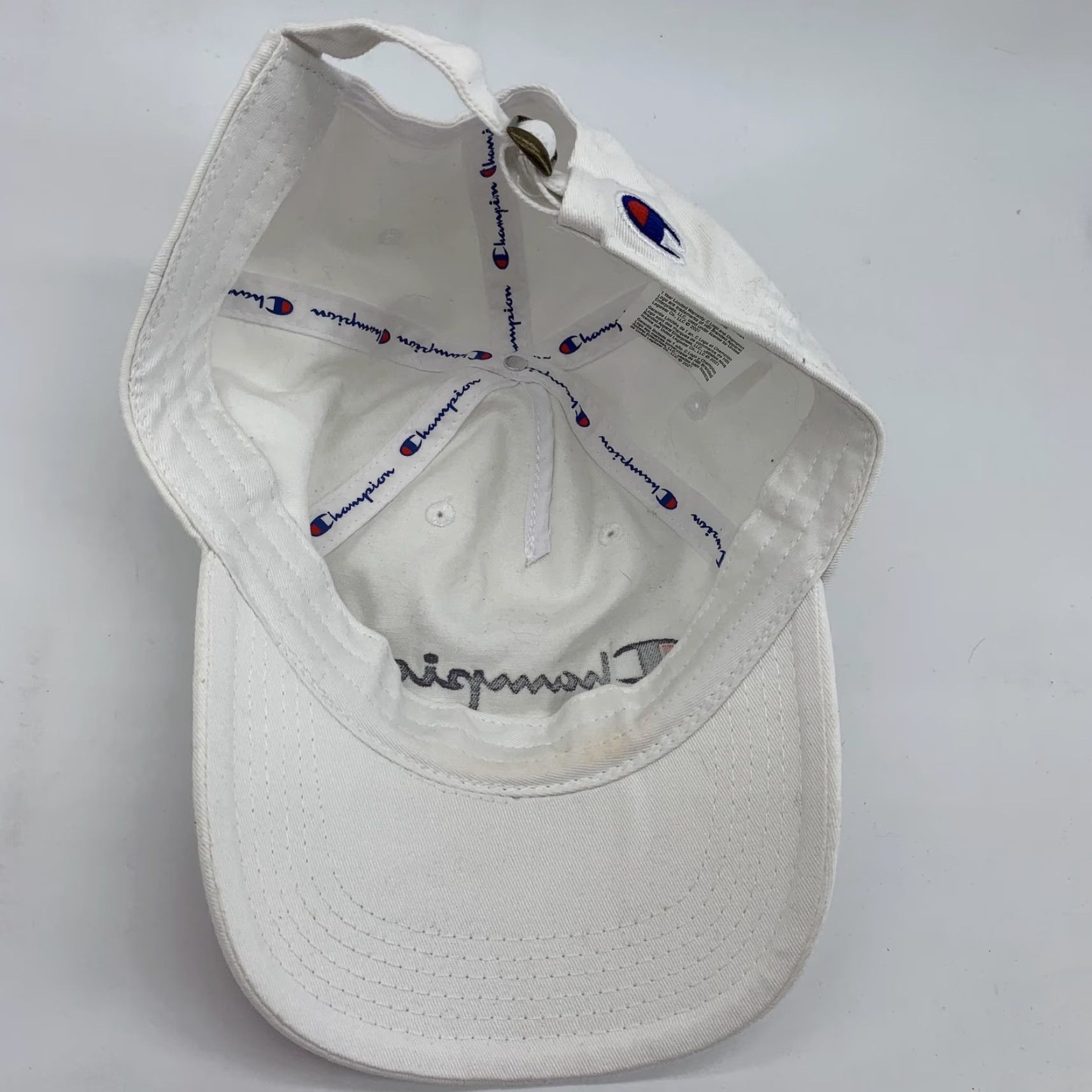 Champion Champion Hat Cap Strap Back Mens White Twill Baseball Logo Embroidered One Size Size ONE SIZE - 4 Thumbnail