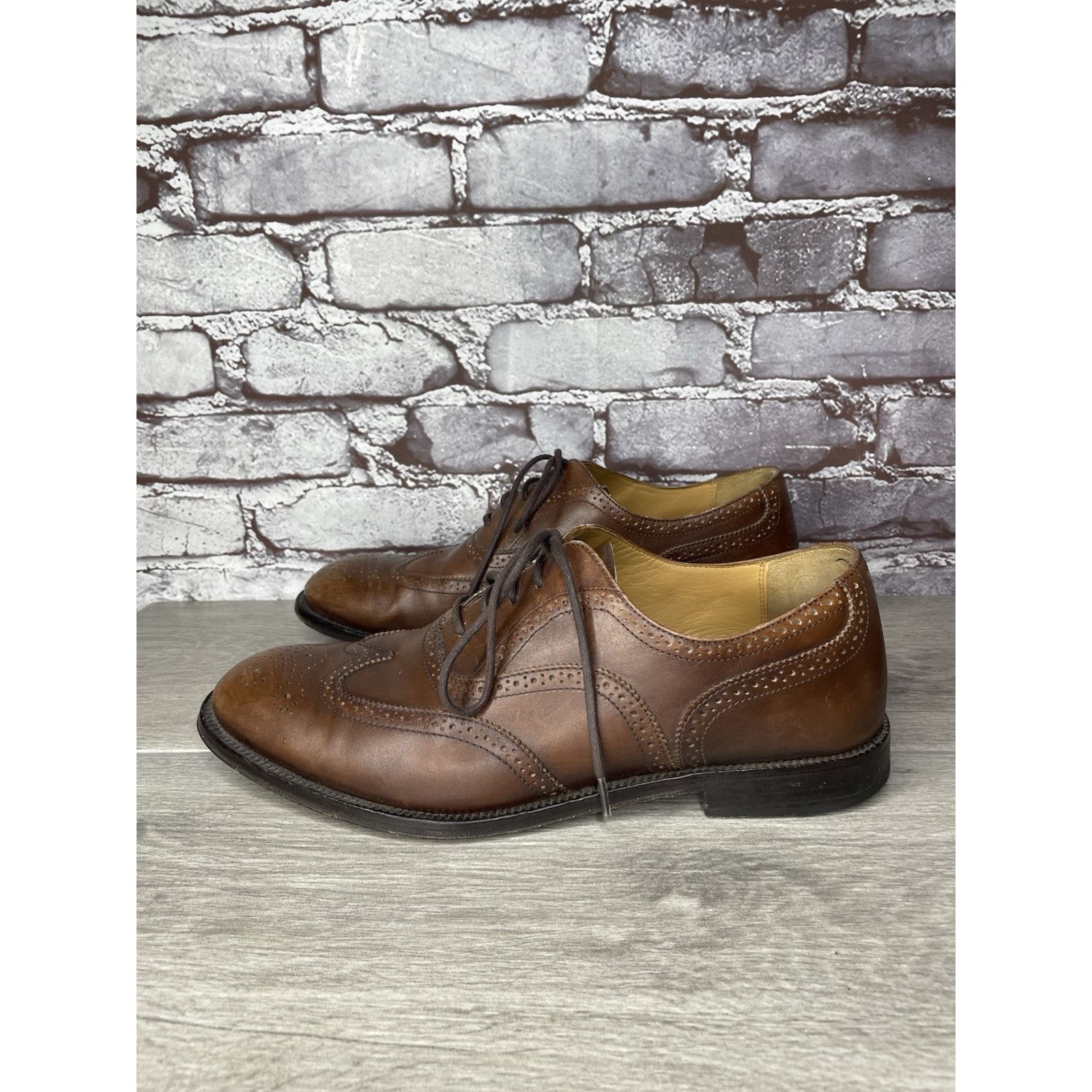 Lands' End Lands End Brown Leather WingTip Oxfords Lace Up Dress Shoes Size US 10.5 / EU 43-44 - 1 Thumbnail