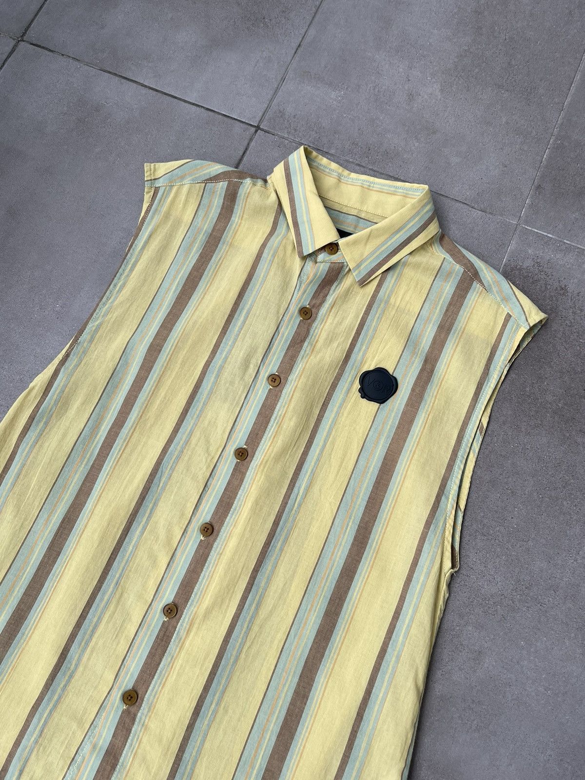 Viktor & Rolf !DS! SS20 Viktor & Rolf Stripe Print Yellow Sleeveless Shirt Size US S / EU 44-46 / 1 - 6 Thumbnail