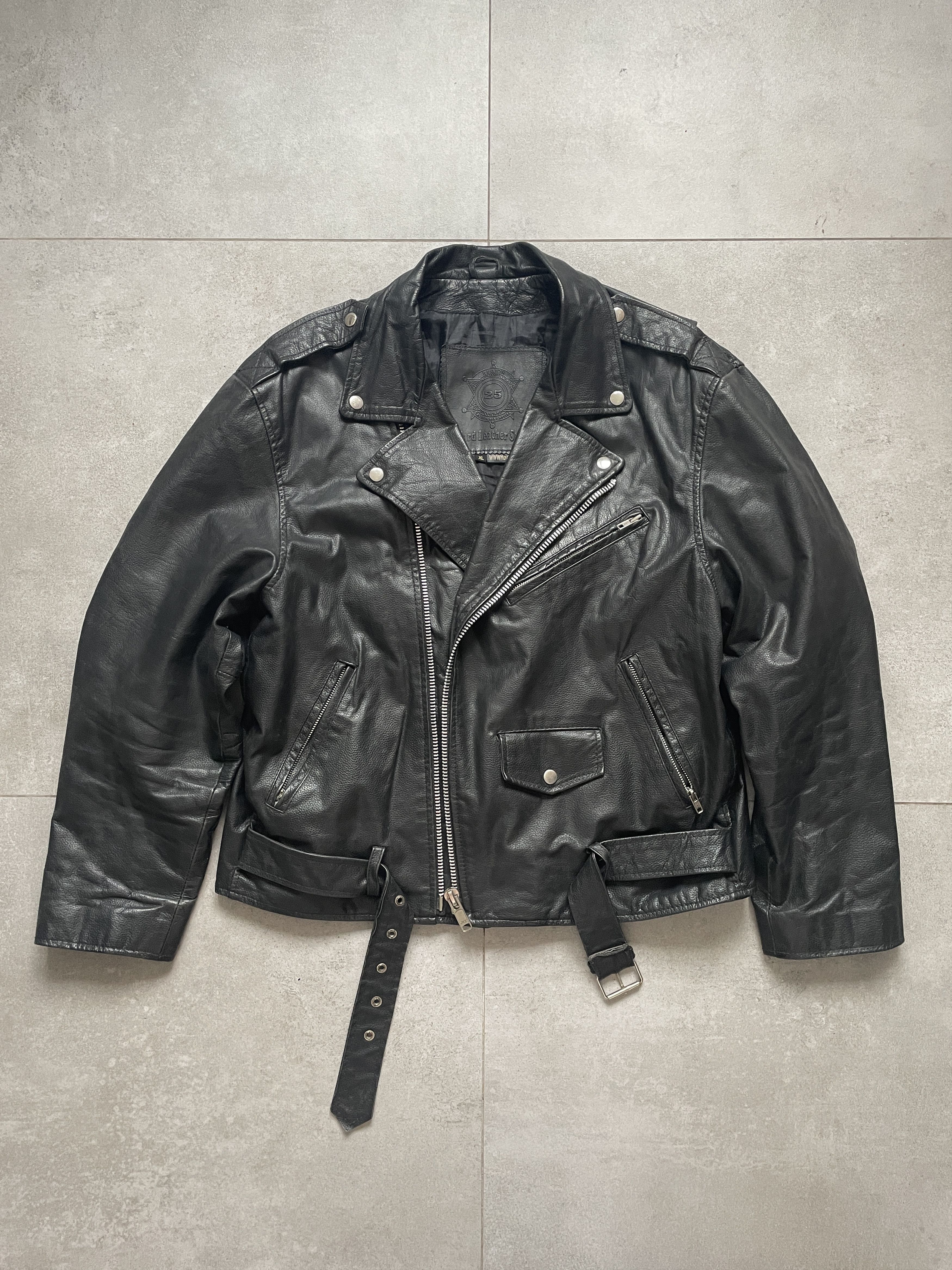 Reclaimed Vintage Leather Biker Jacket With Back Patch