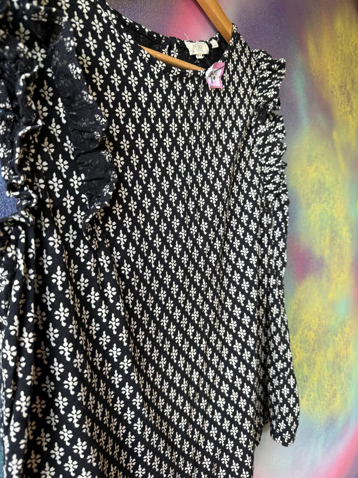 Other Fat Face navy blue & white Geometric Sleeveslees Ruffle Top Size XL / US 12-14 / IT 48-50 - 3 Thumbnail