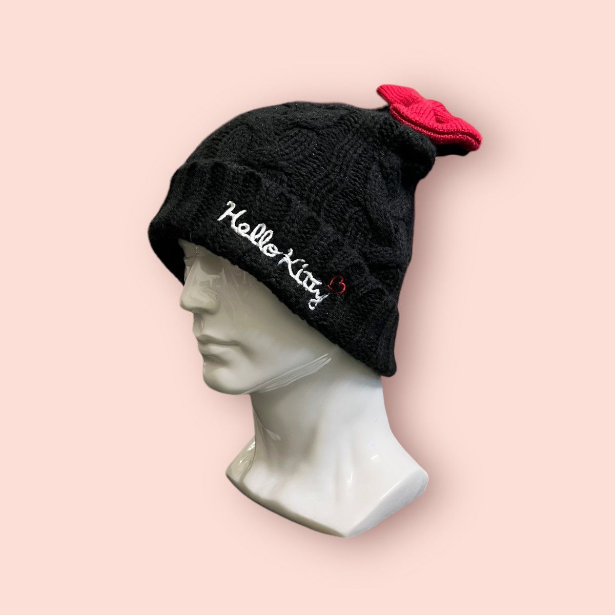 Anime × Cartoon Network × Japanese Brand RARE HELLO KITTY CAT EARS RED RIBBON KNITTED BEANIE Size ONE SIZE - 9 Thumbnail