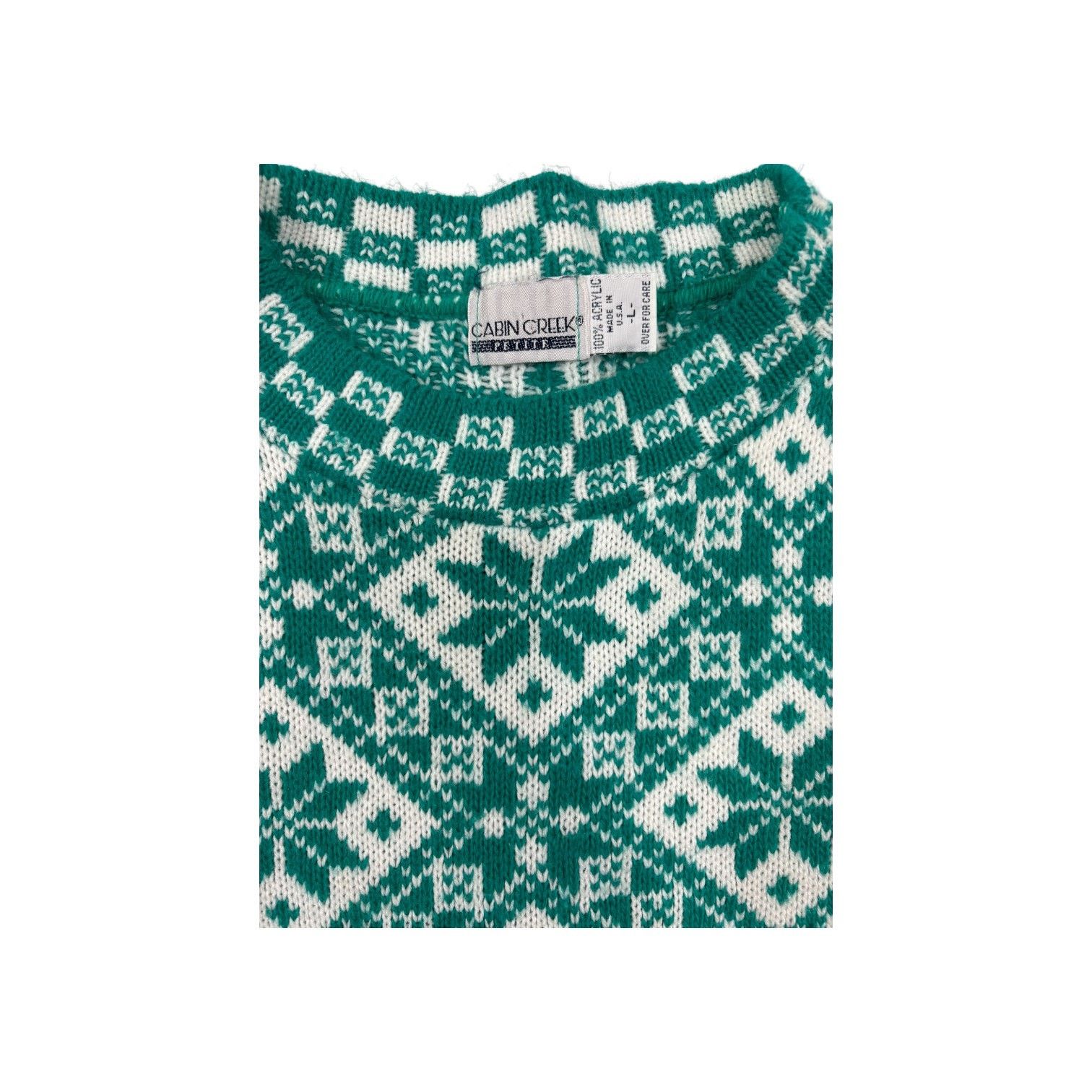 Cabin Creek Vintage Holiday Sweater L Green White Snowflake Pattern Size L / US 10 / IT 46 - 7 Thumbnail