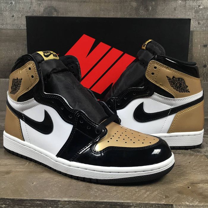 patent gold toe jordan 1