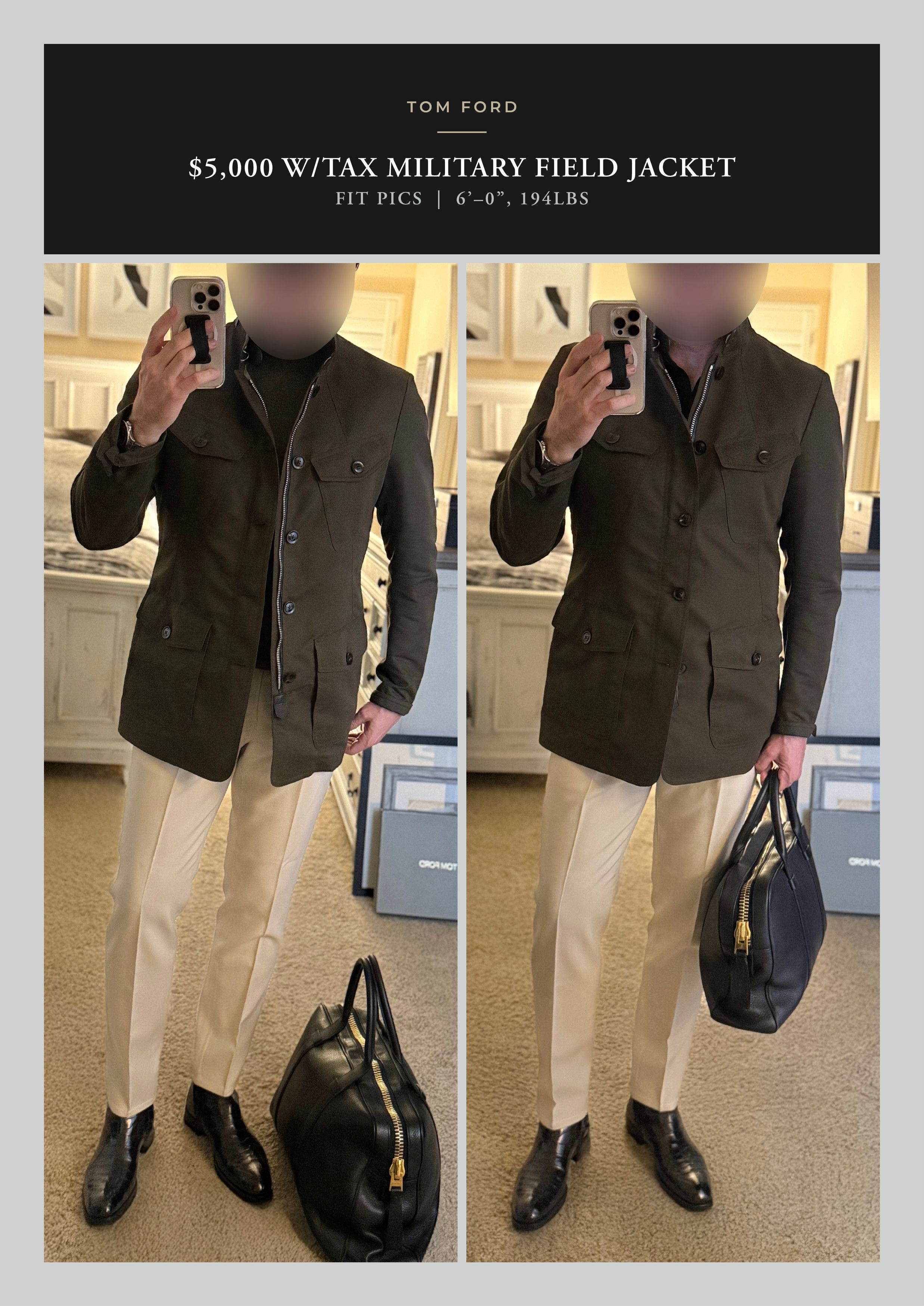 Tom Ford Ultimate New $5K w/tax Coveted Leather Accents Field Jacket Size US L / EU 52-54 / 3 - 1 Thumbnail