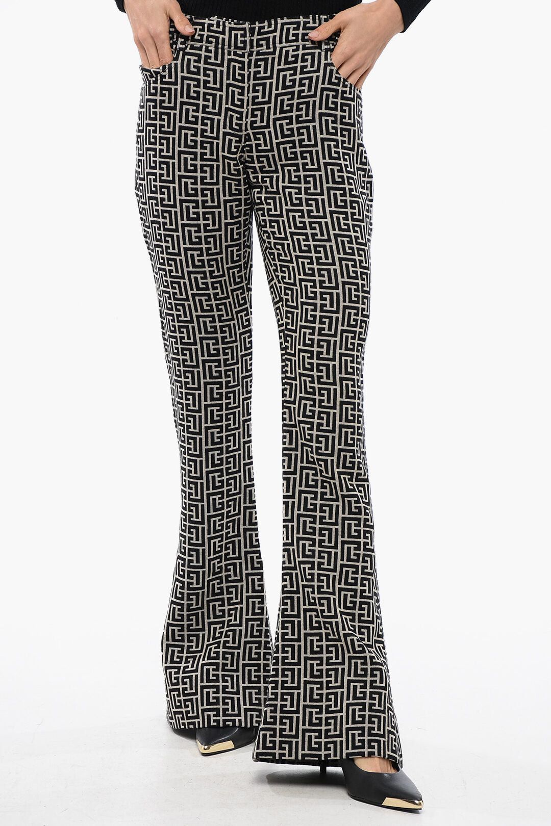 Balmain Low-Rise Wool Flared Trousers Size 27" / US 4 / IT 40 - 1 Thumbnail