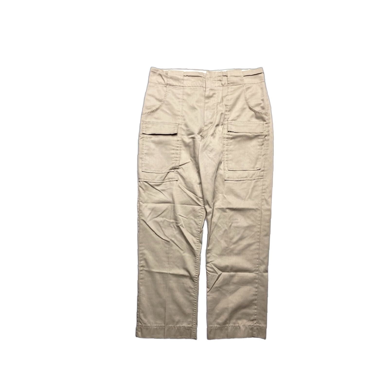 Vintage VINTAGE 1970s Bush Pocket Pants Chino Beige Khaki Wide Leg Zip 33x28 Mens Trousers Size US 33 - 1 Thumbnail