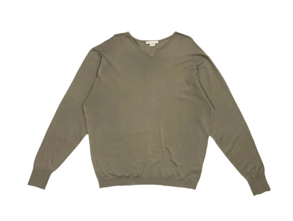 John Smedley Jumper Sea Island Cotton V-Neck Men’s XL Beige