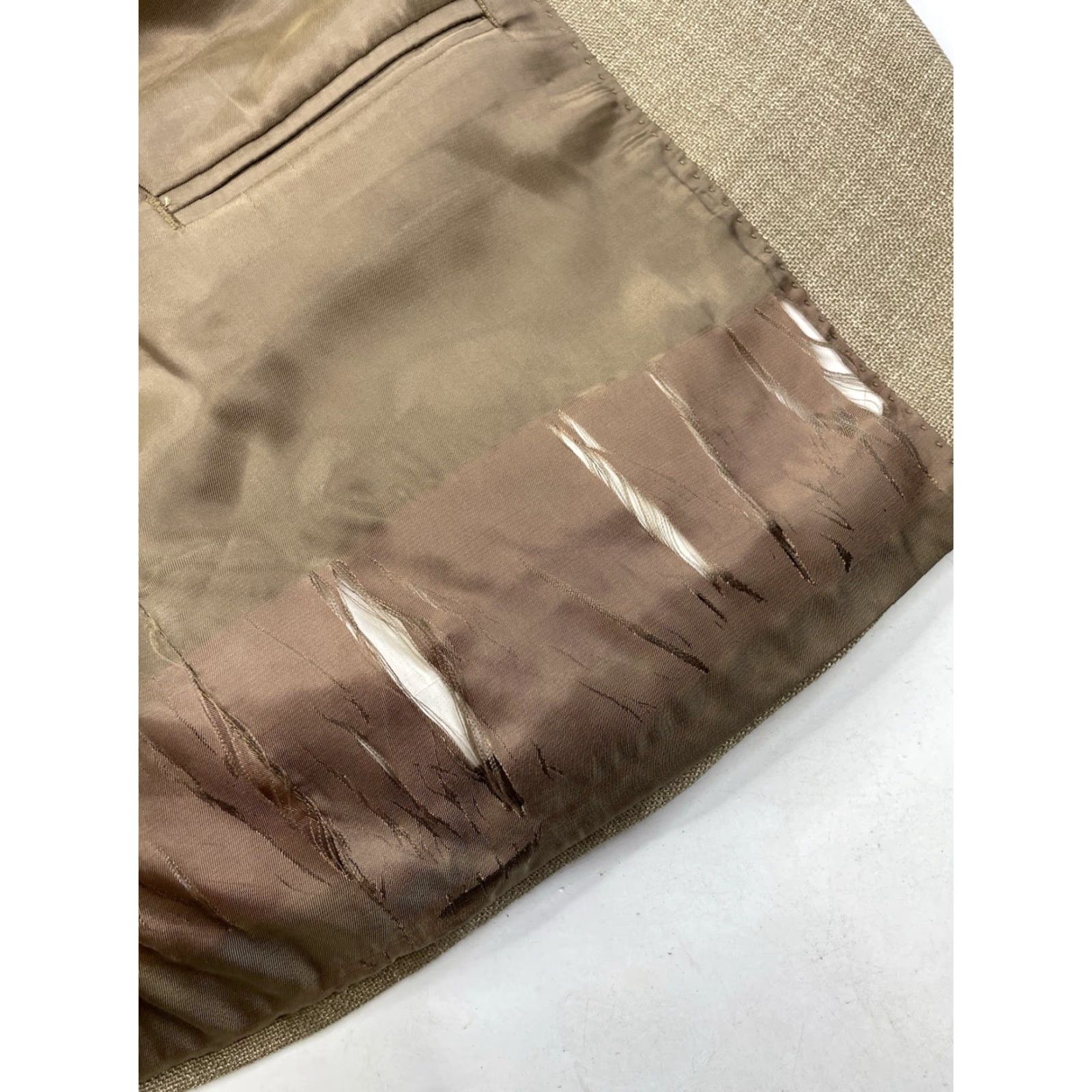 Ralph Lauren Lauren Ralph Lauren Blazer Men 46R Tan Linen Polyester Rayon Blend Plaid Two-Button Single-Breasted Notch Lapel Jacket Size 46R - 6 Thumbnail
