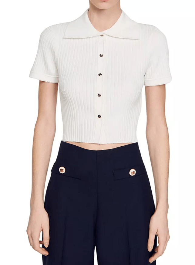 FYNN 1 S White Ribbed Knit Fitted Short Sleeve 88512