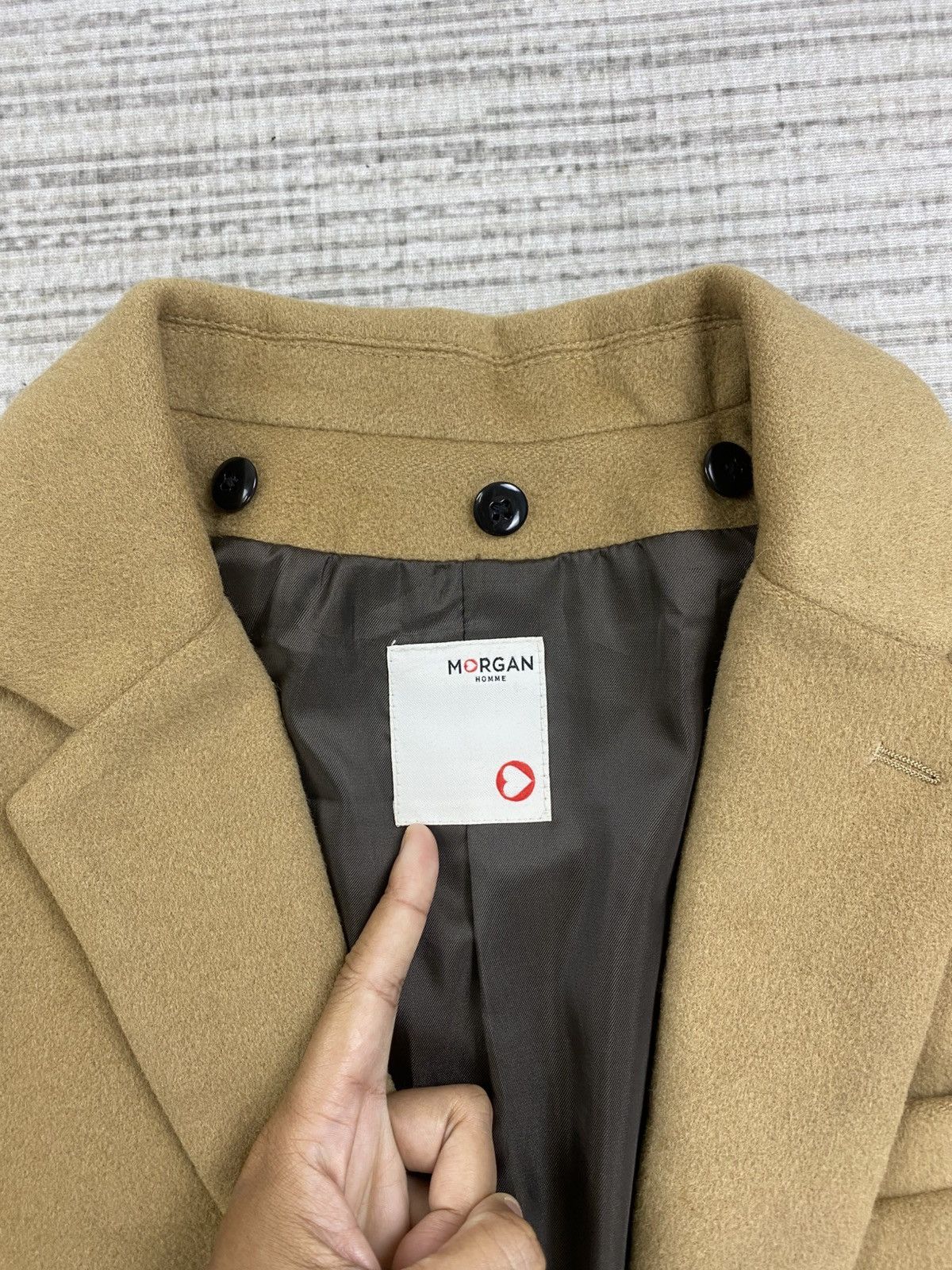 Japanese Brand × Morgan Homme × Vintage Vtg Morgan Homme Wool Double Breasted Pocket Coat Jacket Size US M / EU 48-50 / 2 - 9 Thumbnail