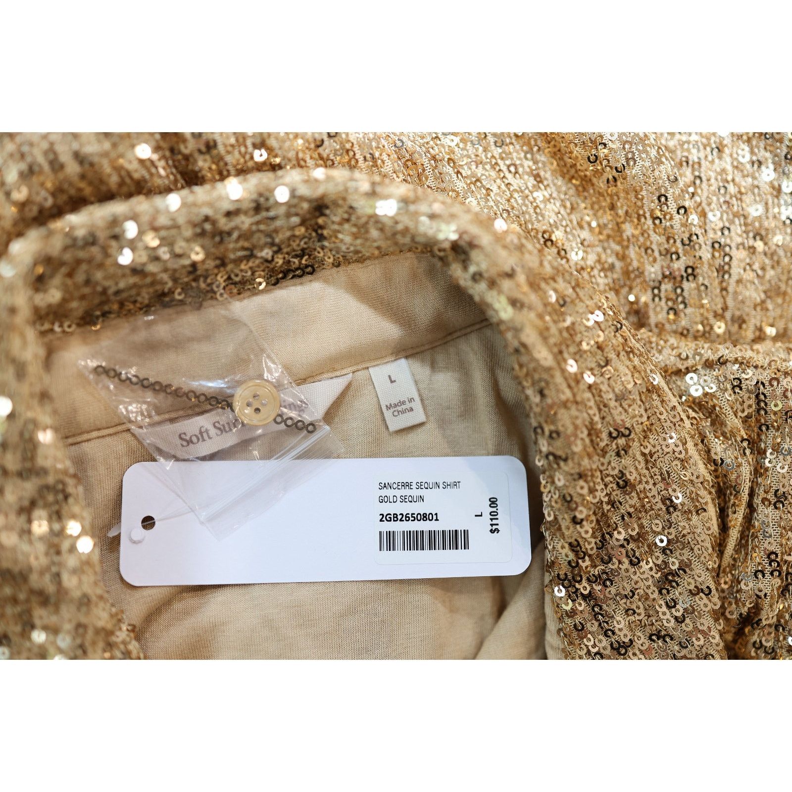 Soft Surroundings SOFT SURROUNDINGS Collared Gold Sequin Blouse Size L Size L / US 10 / IT 46 - 7 Thumbnail