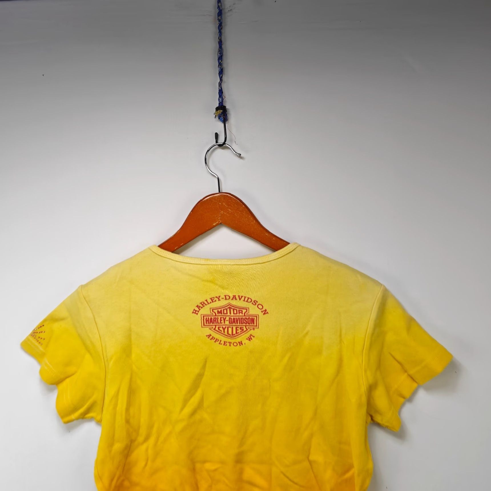 Harley Davidson VINTAGE Harley-Davidson T Shirt Womens 2XL 90s Casual Short Sleeve Yellow Cotton Regular Size XXL / US 16-18 / IT 52-54 - 5 Thumbnail