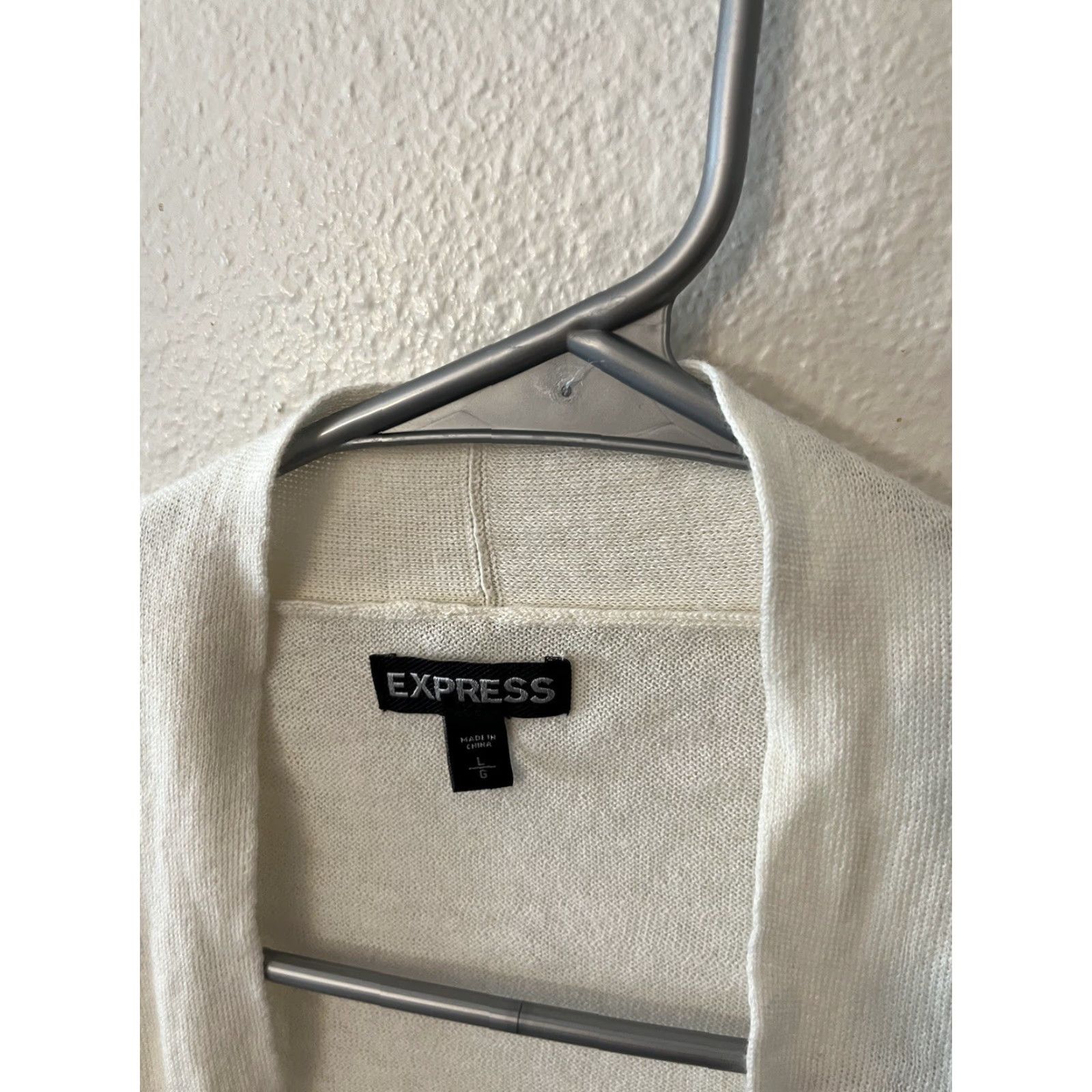 Express Express Open Cardigan Sweater Women’s Large Ivory Solid Short Sleeve Classic Size L / US 10 / IT 46 - 3 Thumbnail