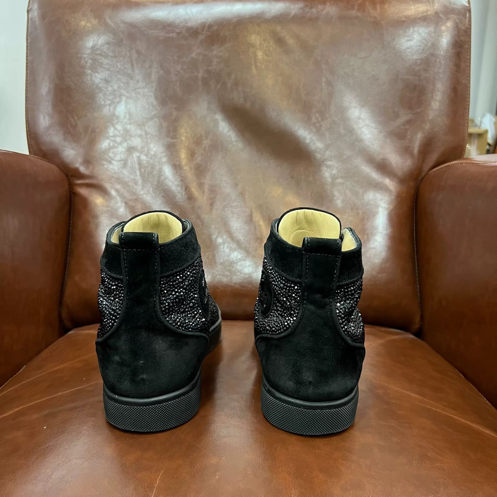Christian Louboutin CL Black High-Top Diamond Sneakers Size US 10 / EU 43 - 3 Thumbnail