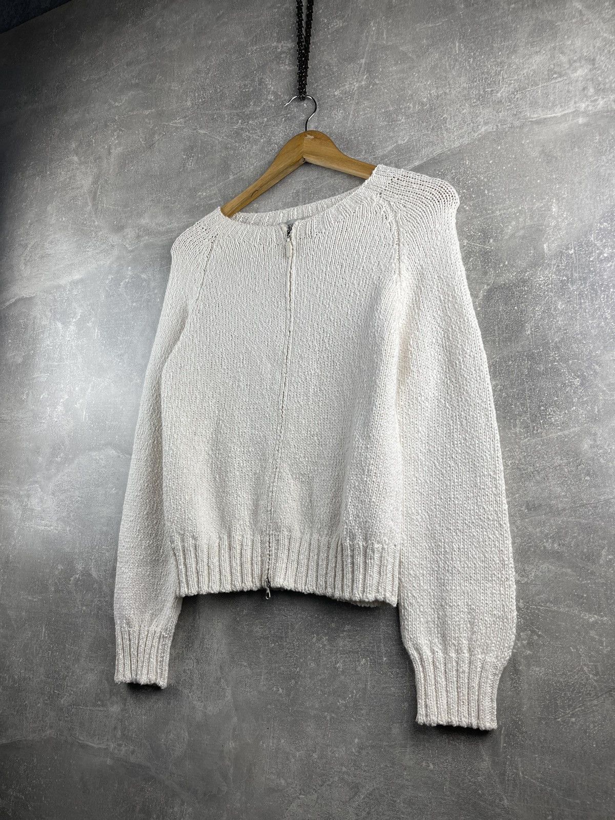 Brunello Cucinelli Brunello Cuccnelli Women's White Zip Sweater 100% Cotton Size L / US 10 / IT 46 - 2 Thumbnail
