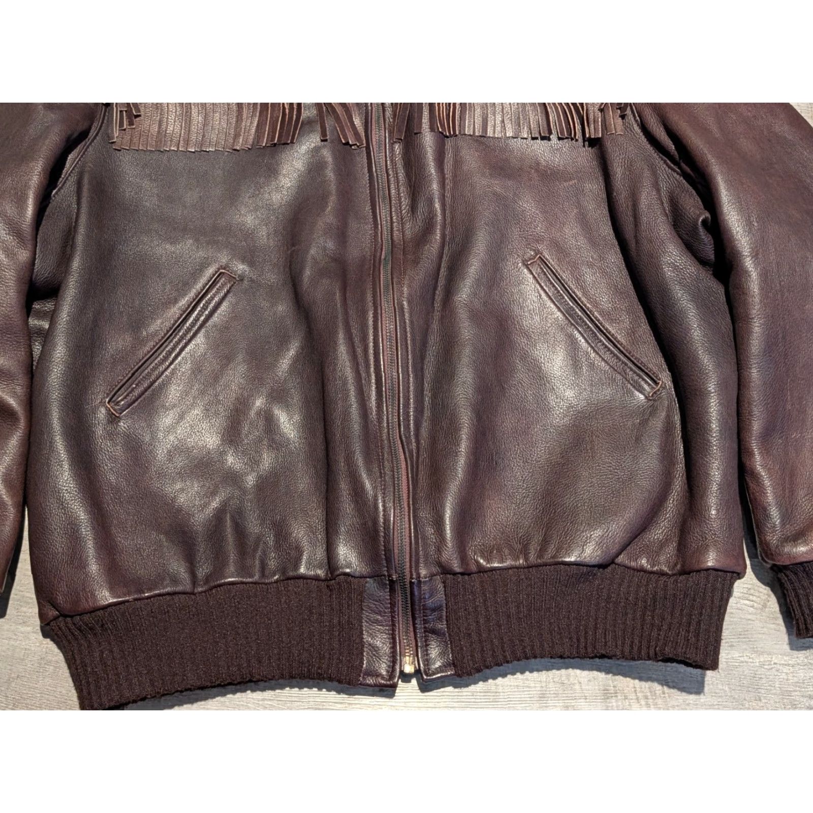 Vintage Vtg Uber Fringed Genuine Leather Bomber Jacket Minnesota USA XL 2XL Quilted Lined Brown 1970s Jacket Mens/Unisex Size XL / US 12-14 / IT 48-50 - 3 Thumbnail