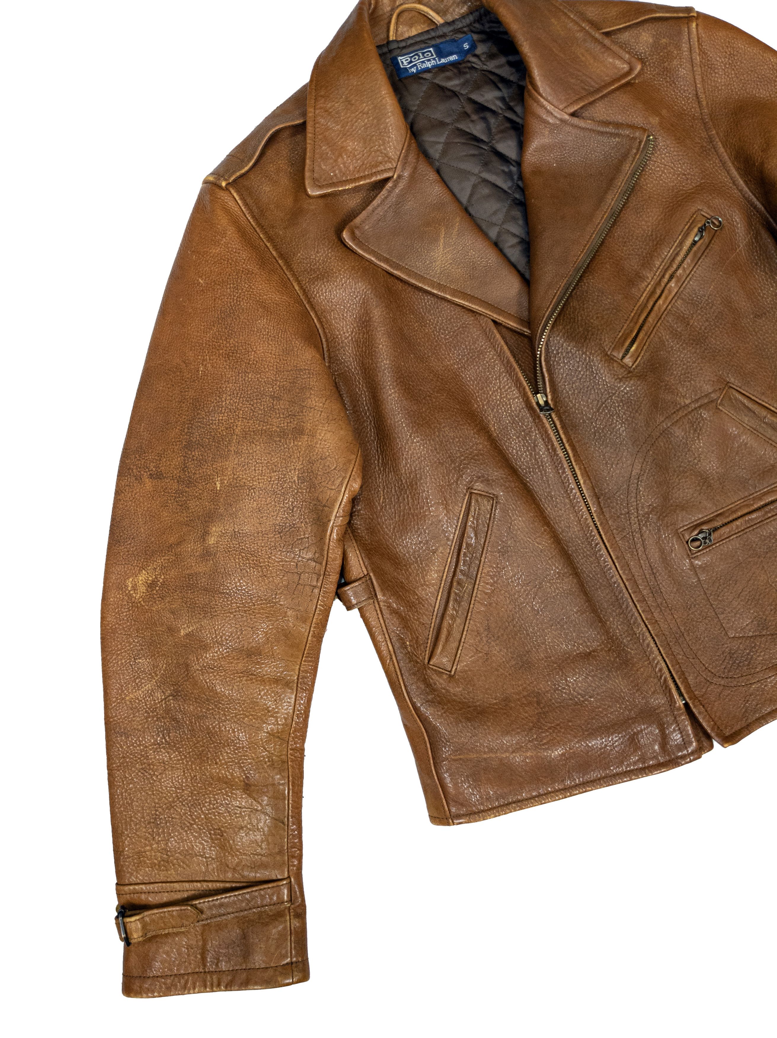 Vintage 90s Polo Ralph Lauren Leather Biker Jacket J 24 Type