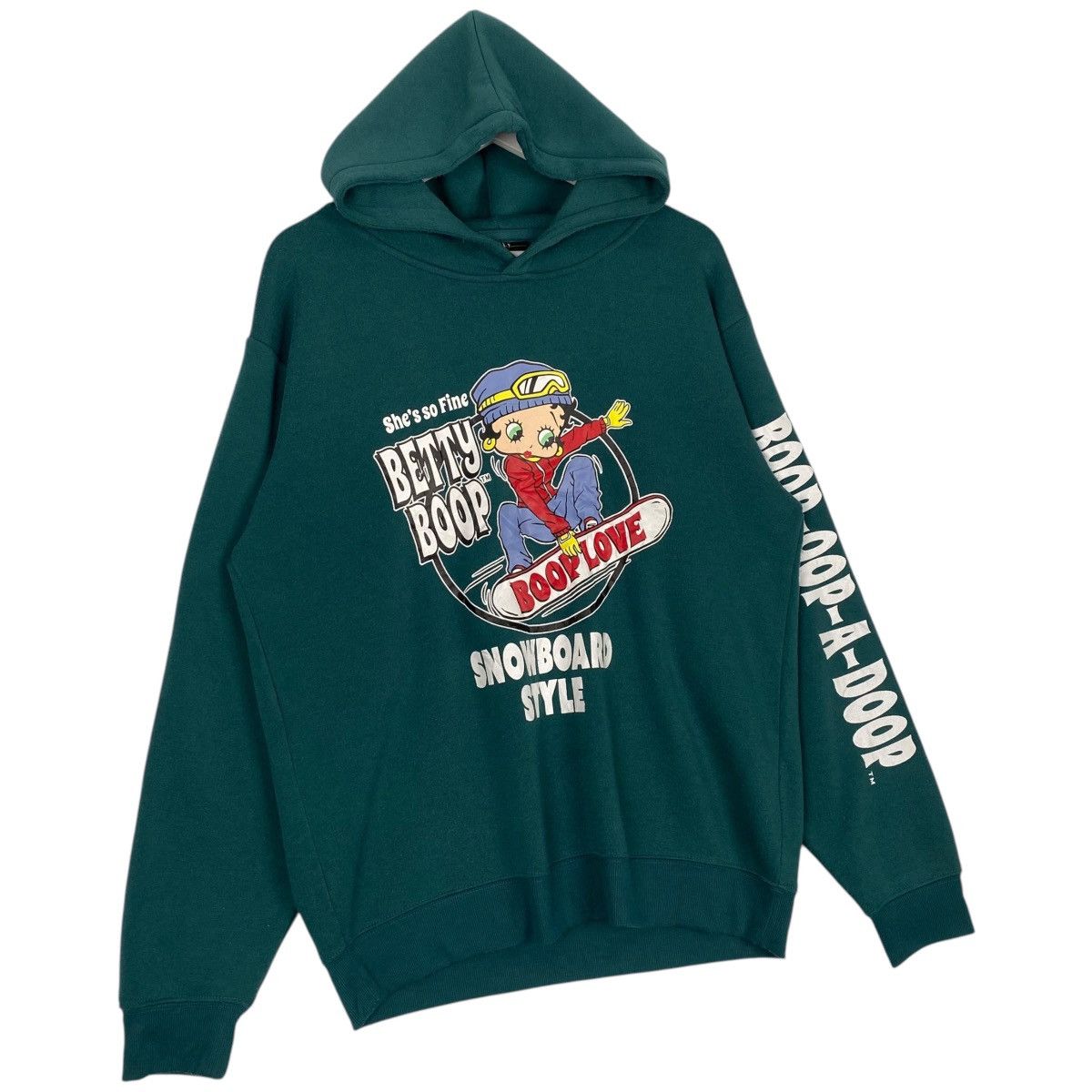 Designer × Vintage Vintage Betty Boop Printed Hoodie Sweater Green Size L / US 10 / IT 46 - 3 Thumbnail