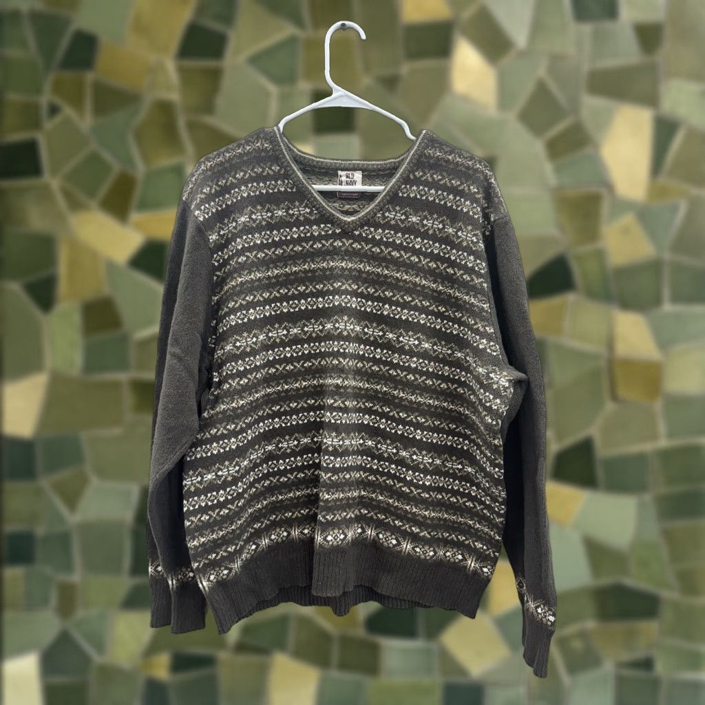 Old Navy VINTAGE Old Navy Mens Sweater Brown Fair Isle Long Sleeve V-Neck 2XL Wool Knit Pullover Regular Mens Holiday, Vintage, 90s, Outdoor Size US XXL / EU 58 / 5 - 1 Thumbnail