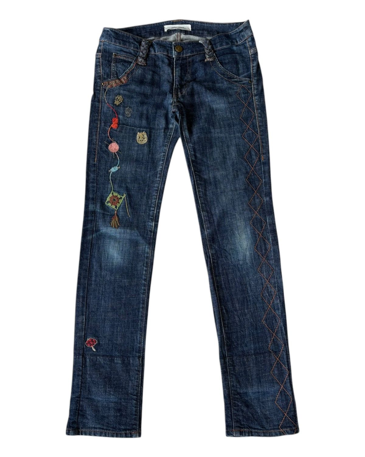 Hysteric Glamour RARE🔥SUPER HAKKA EMBROIDERY BLUE DENIM JEANS Size 30" / US 8 / IT 44 - 7 Thumbnail
