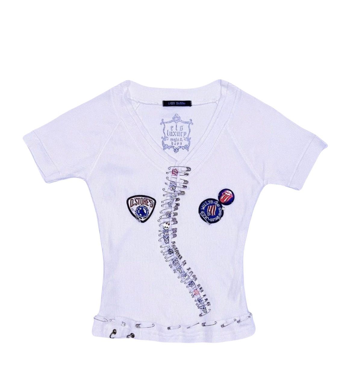 Japanese Brand Rare vintage safety pin top 🧷☠️ Size S / US 4 / IT 40 - 1 Thumbnail