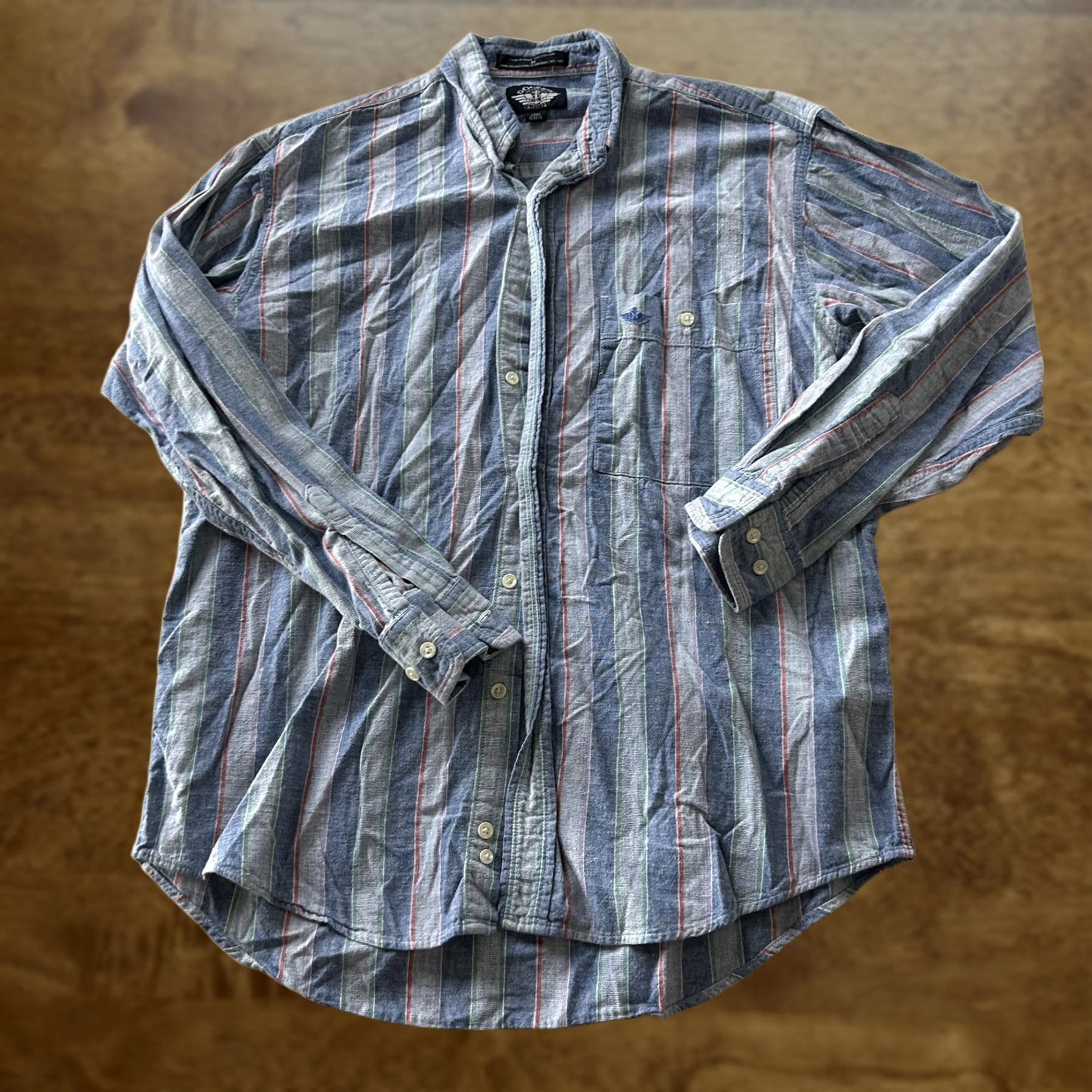 Dockers VINTAGE Dockers Shirt Mens Medium Blue Stripe Long Sleeve Button Up Casual 90s Size US M / EU 48-50 / 2 - 1 Thumbnail