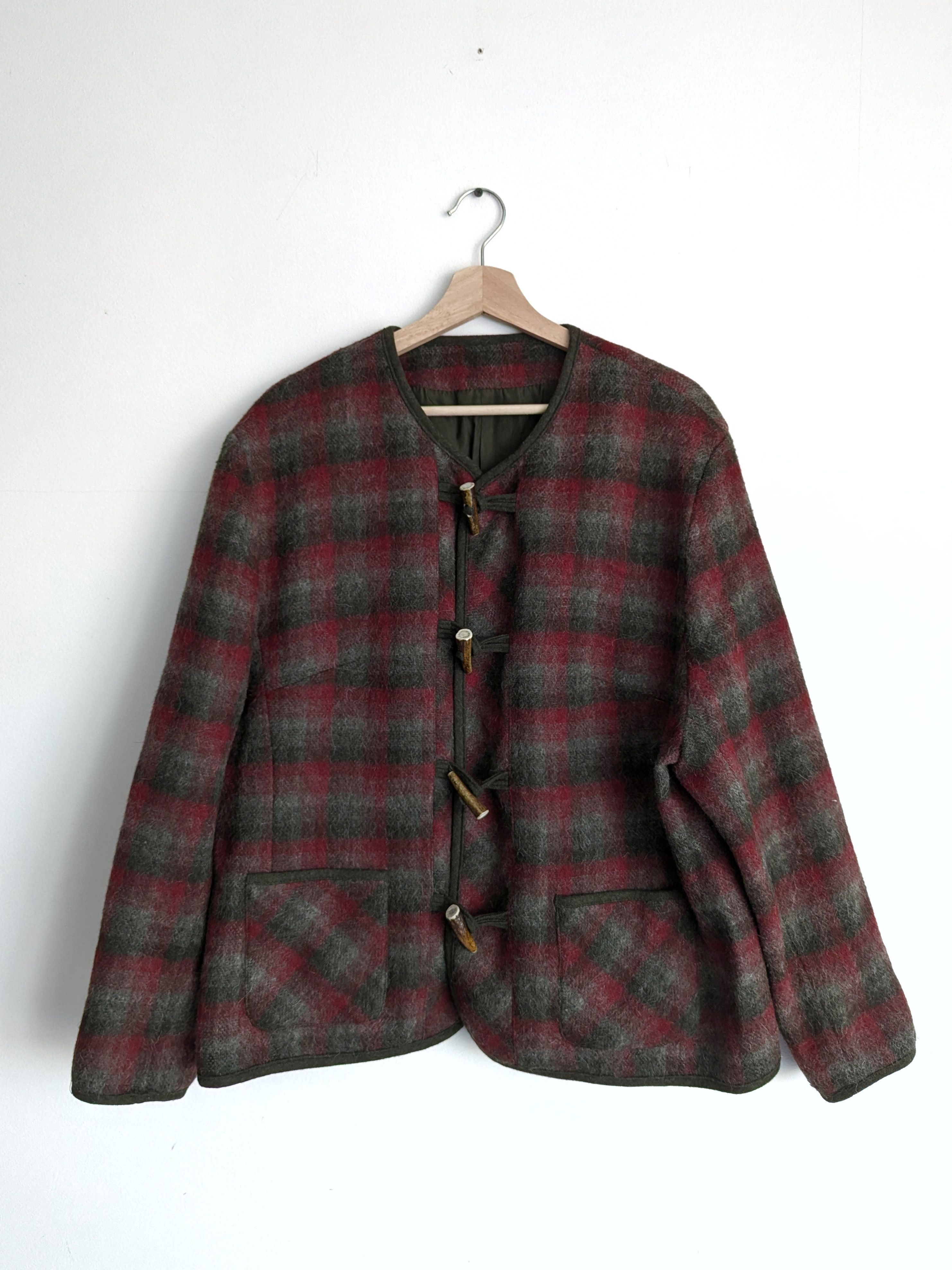 Vintage Wenger Austrian Loden Wool Jacket Vintage Tartan Red Green Size L / US 10 / IT 46 - 1 Thumbnail