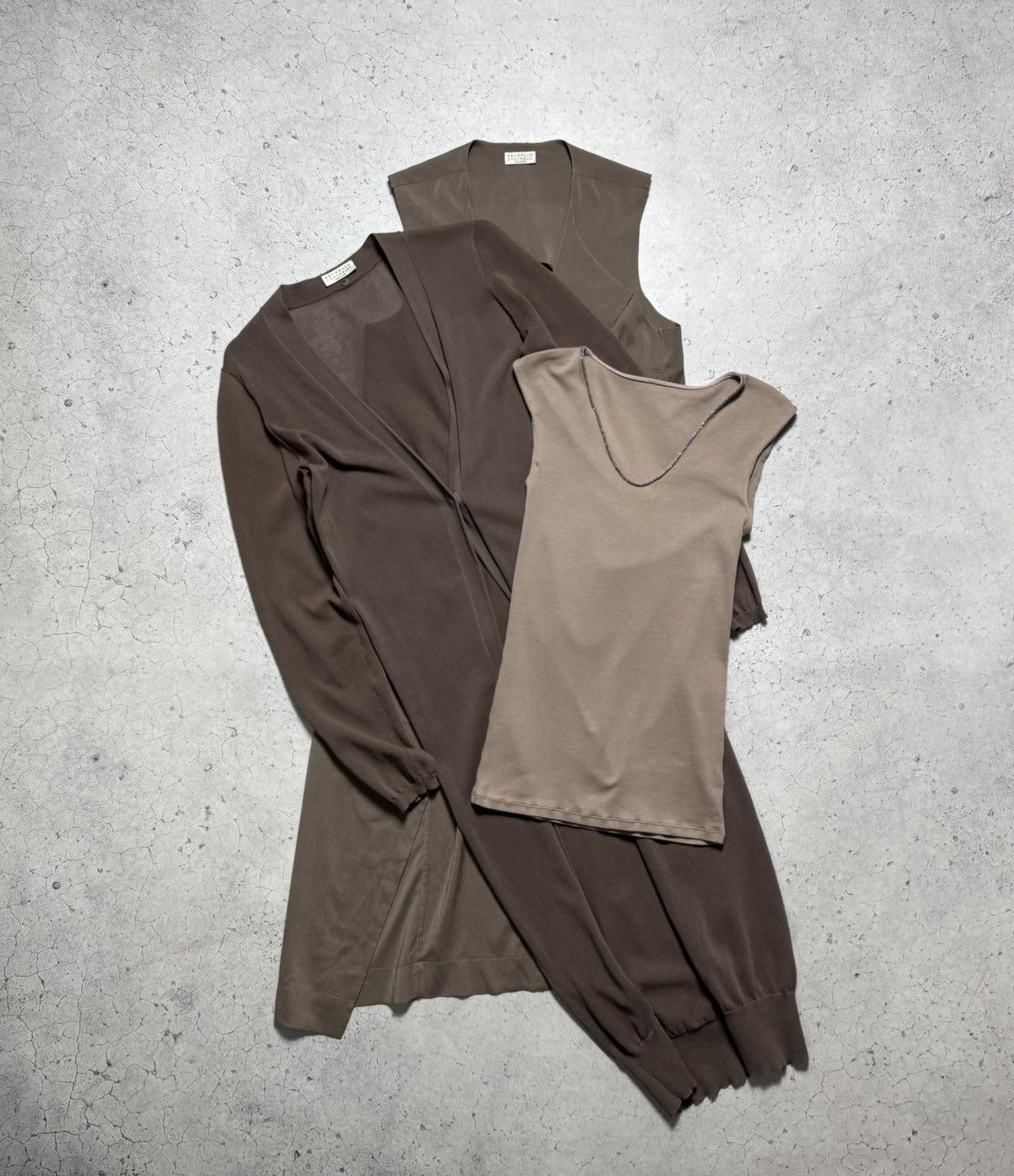 Brunello Cucinelli Brunello Cucinelli Layered Set Cashmere Cardigan & Silk Size S / US 4 / IT 40 - 1 Thumbnail