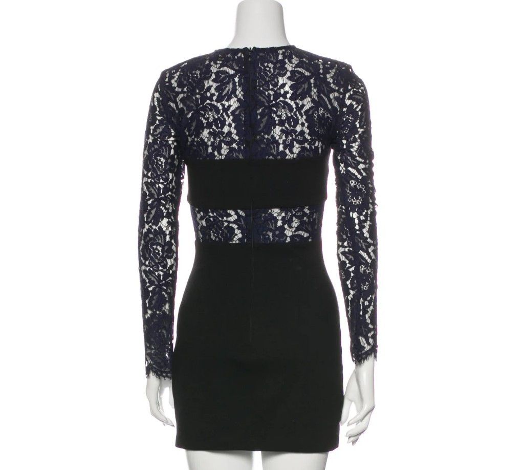 MSGM Viscose Blend Black/Navy Bodycon Lace Dress Size XS / US 0-2 / IT 36-38 - 7 Thumbnail