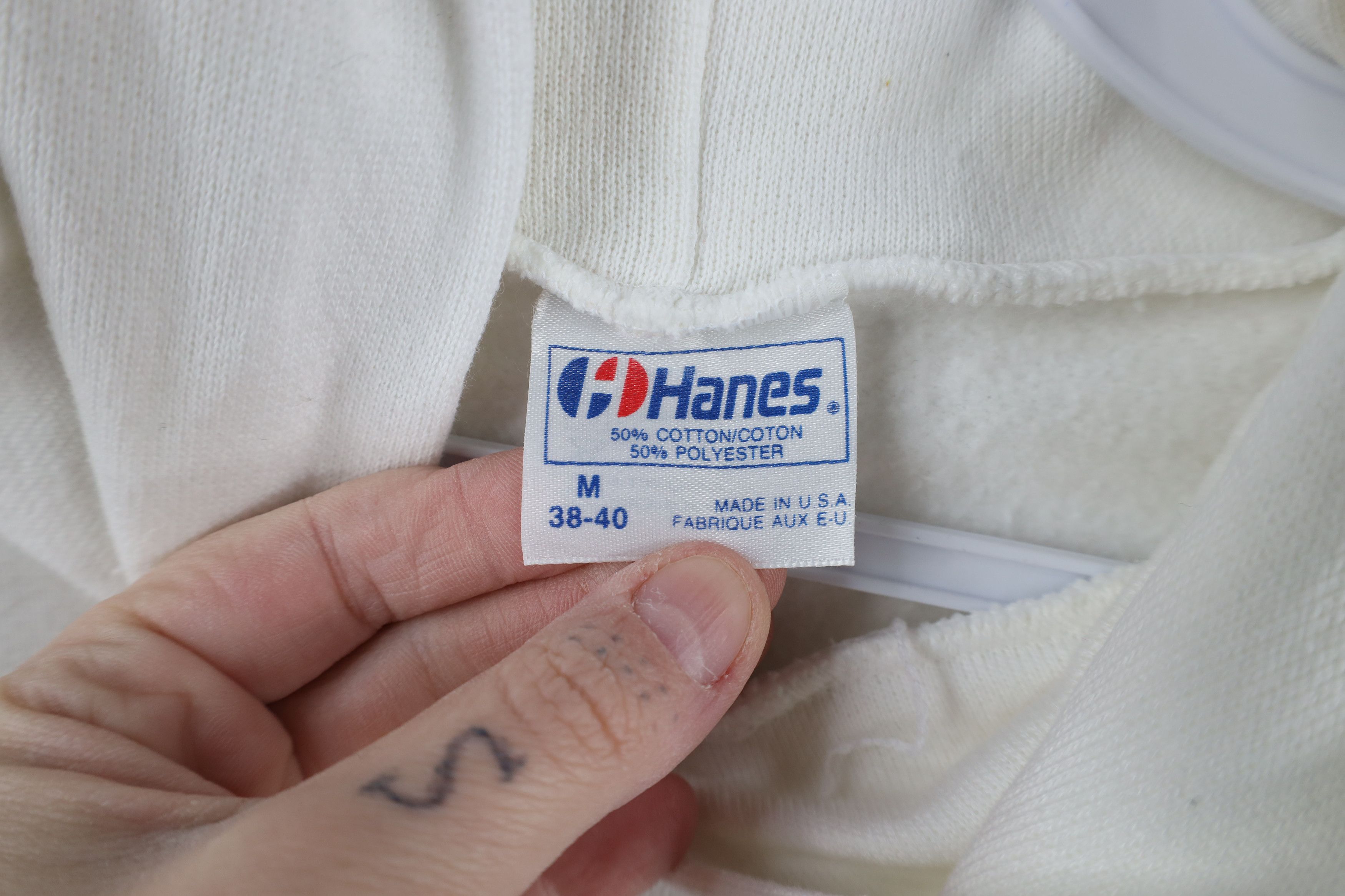 Hanes × Vintage Vintage 80s 90s Hanes Streetwear Hoodie Sweatshirt White USA Size US M / EU 48-50 / 2 - 7 Thumbnail