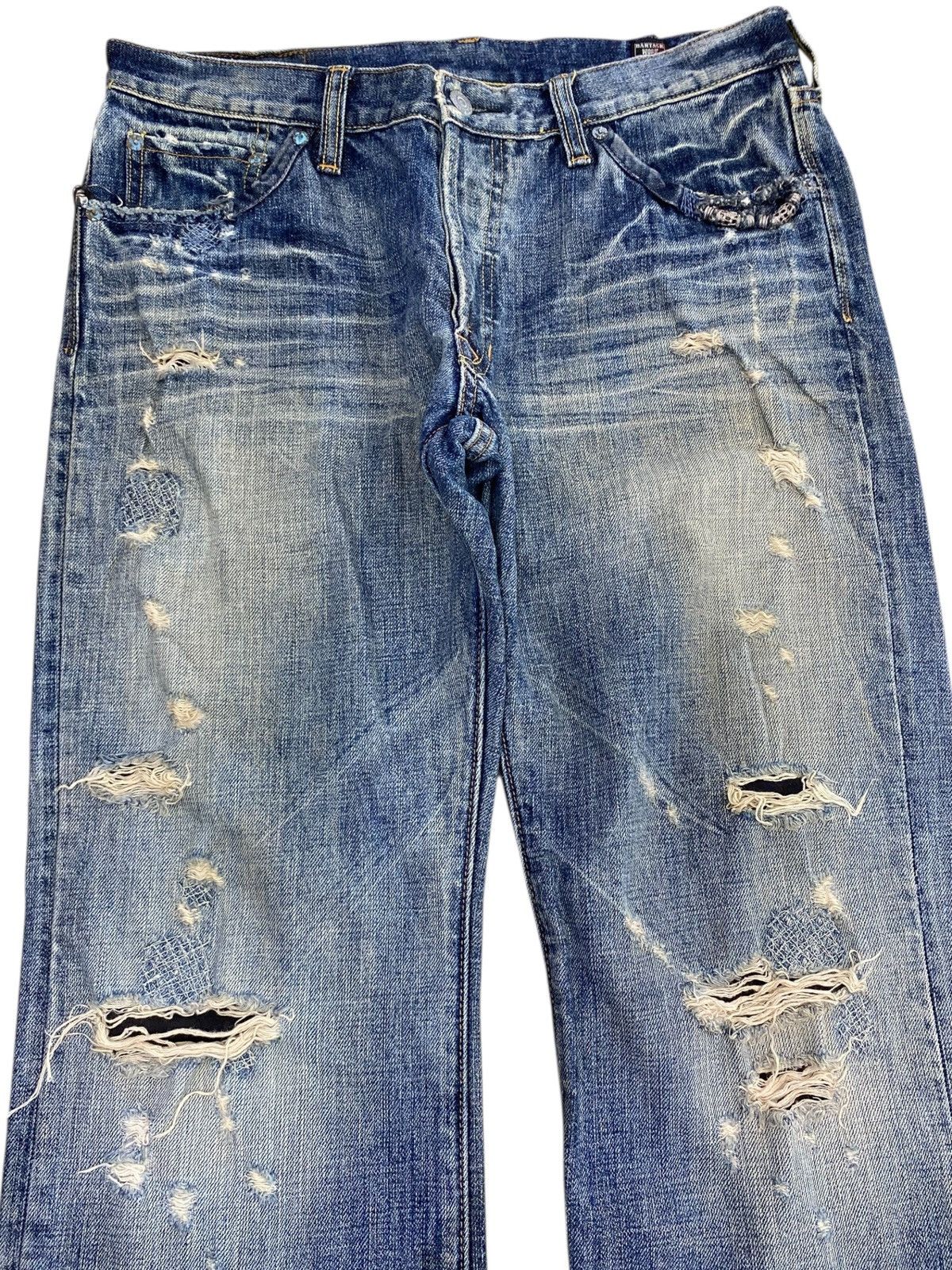 Other Japanese Brand Acid Blue Wash Style Distressed Jeans Size US 32 / EU 48 - 2 Thumbnail