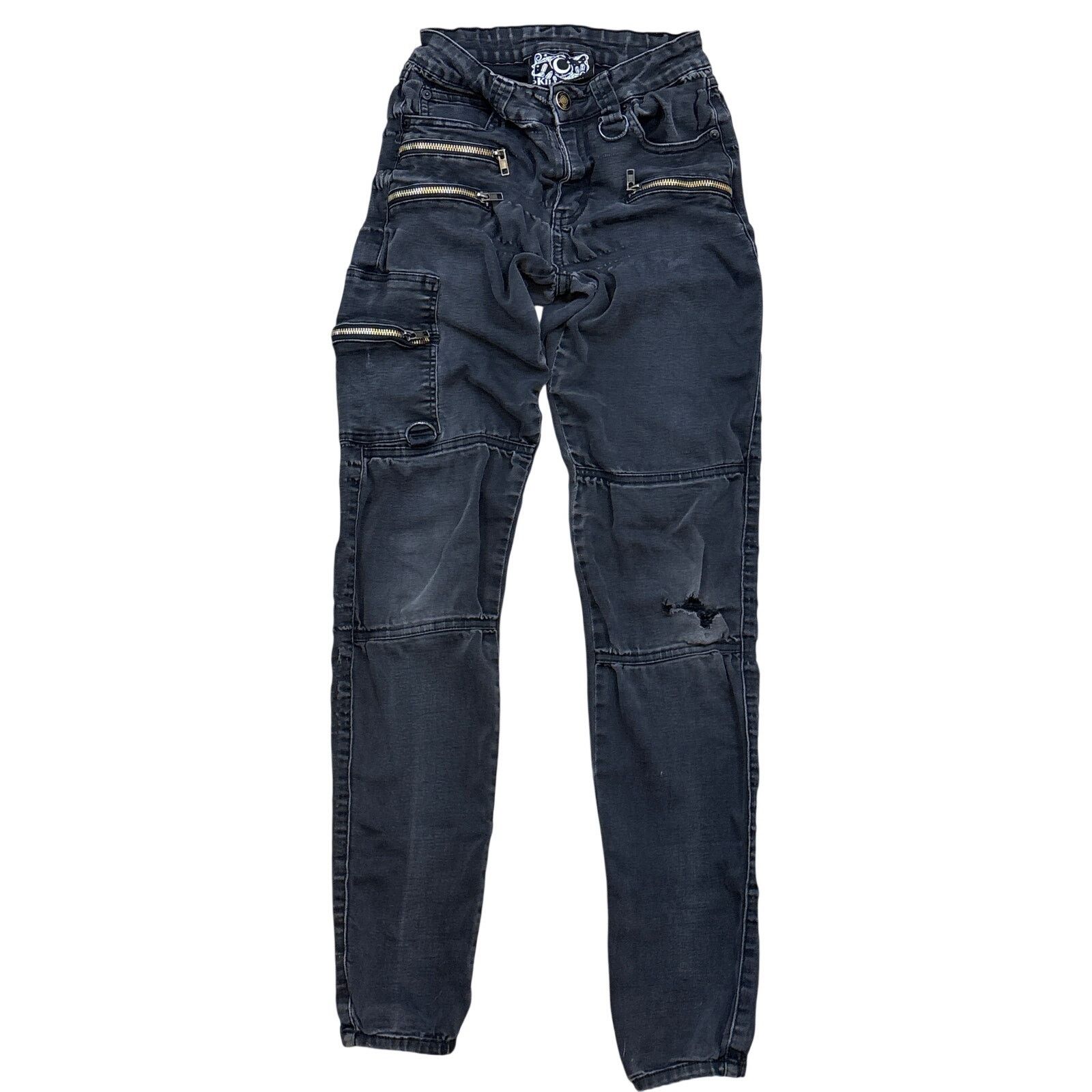 Killstar Kill star Black jeans goth tech zipper jogger 24x30 punk emo Size 24" / US 00 / IT 34 - 1 Thumbnail