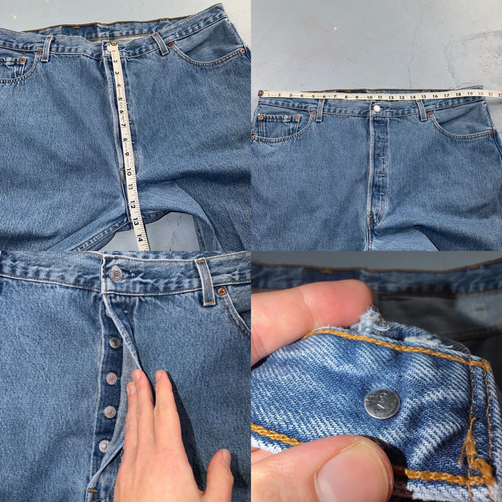 Levi's VINTAGE Levis 501 Jeans XX Straight Leg Blue Light Wash 42x34 Act 40x34 Y2K 90s USA Mens Size US 42 / EU 58 - 8 Thumbnail