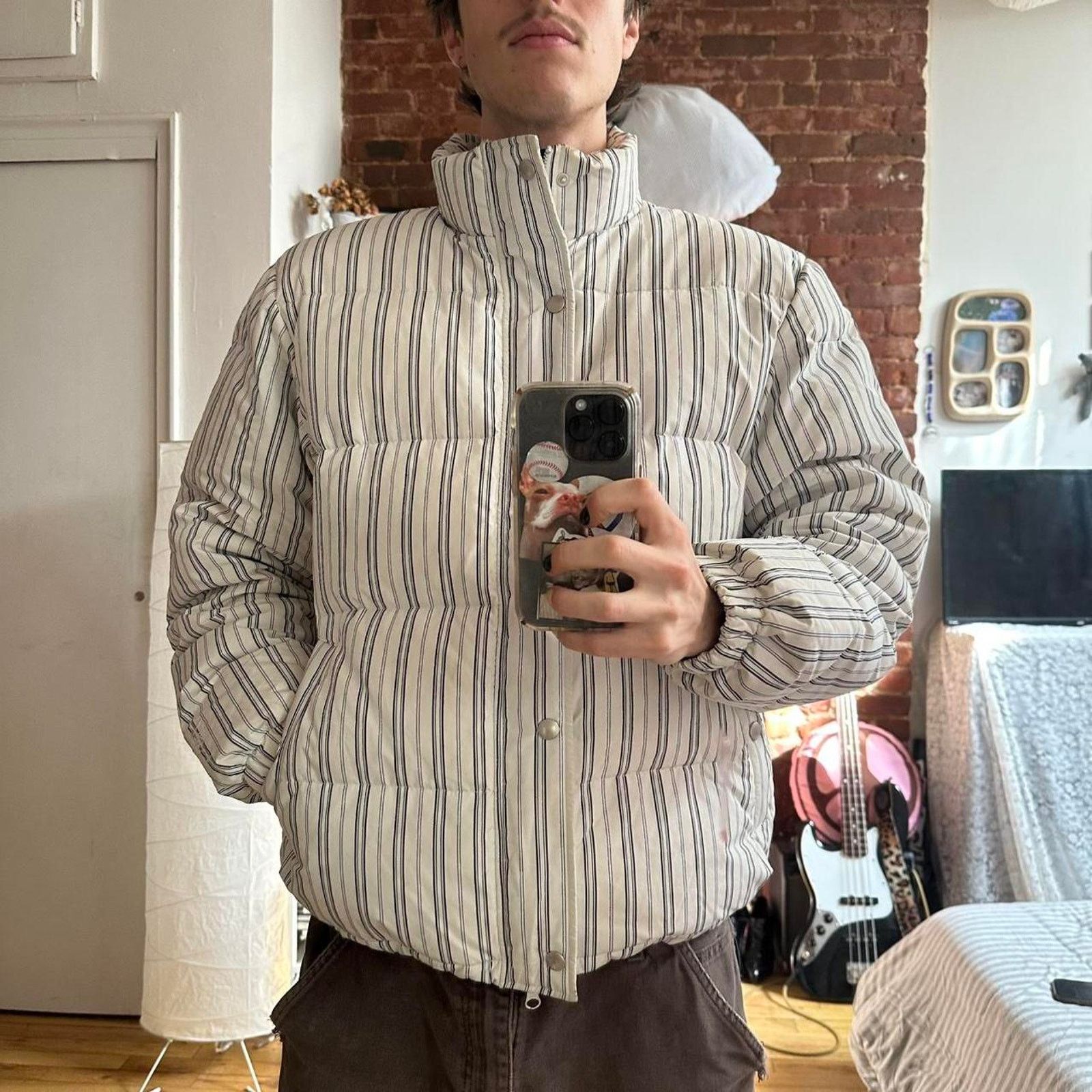 Stussy Rare White Navy Black Stussy Striped Down Puffer Jacket Size US S / EU 44-46 / 1 - 2 Thumbnail